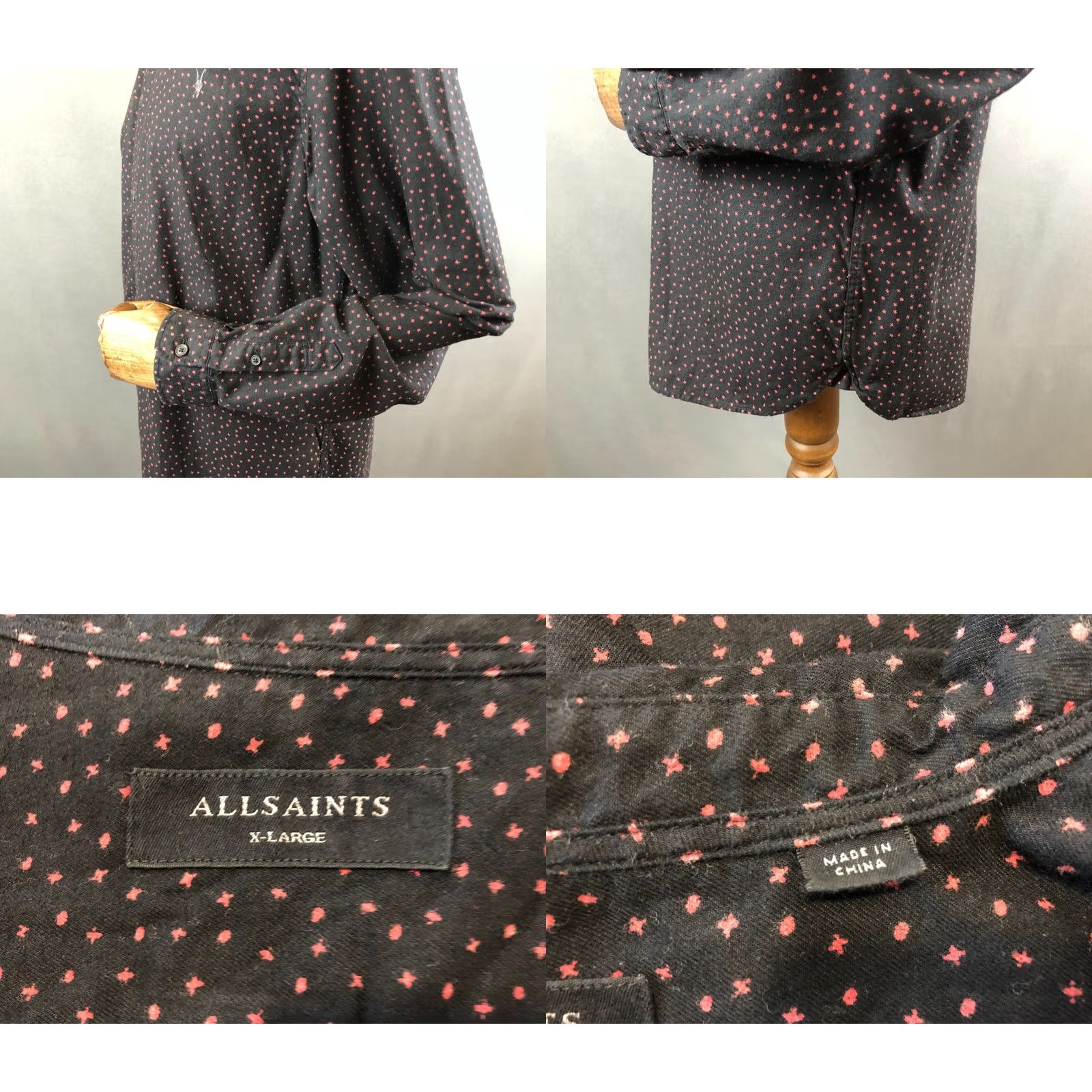 Allsaints AllSaints Shirt XL Black Geometric Patterned Cotton Button-Down Collared N/A Men’s Regular XS-? Size US XL / EU 56 / 4 - 8 Thumbnail