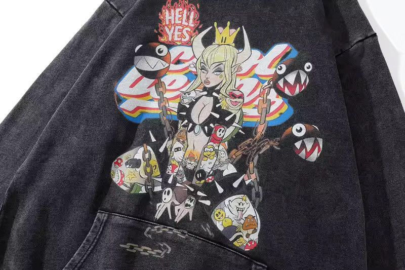 Japanese Brand × Vintage Streetwear Cartoon Anime Grunge Y2k Girl Print Hoodie Size US L / EU 52-54 / 3 - 4 Thumbnail