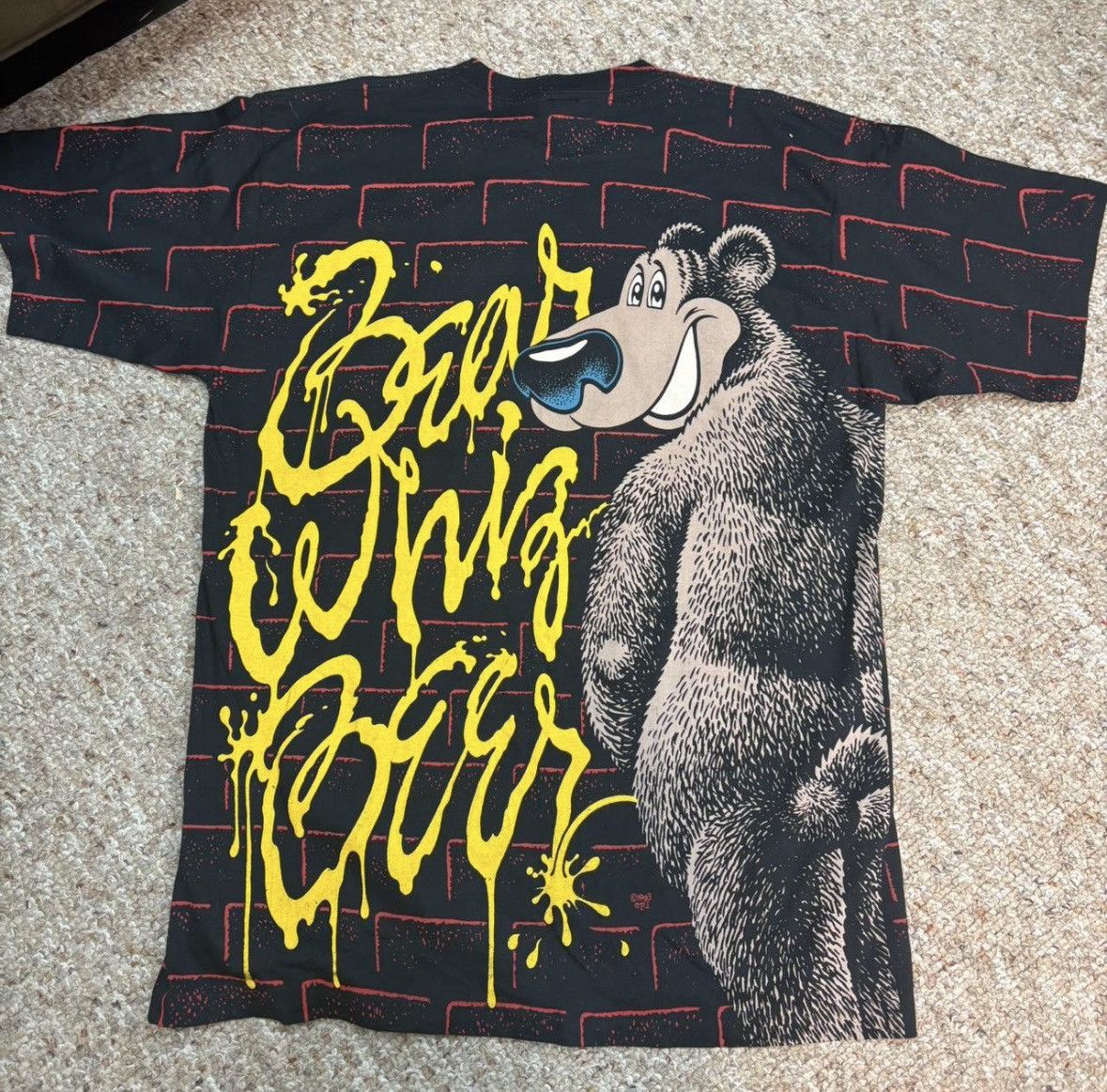 Vintage Vintage 1993 Alore “Bear Beer” Graffiti Bear Drip Tee XL AOP Size US XL / EU 56 / 4 - 6 Thumbnail