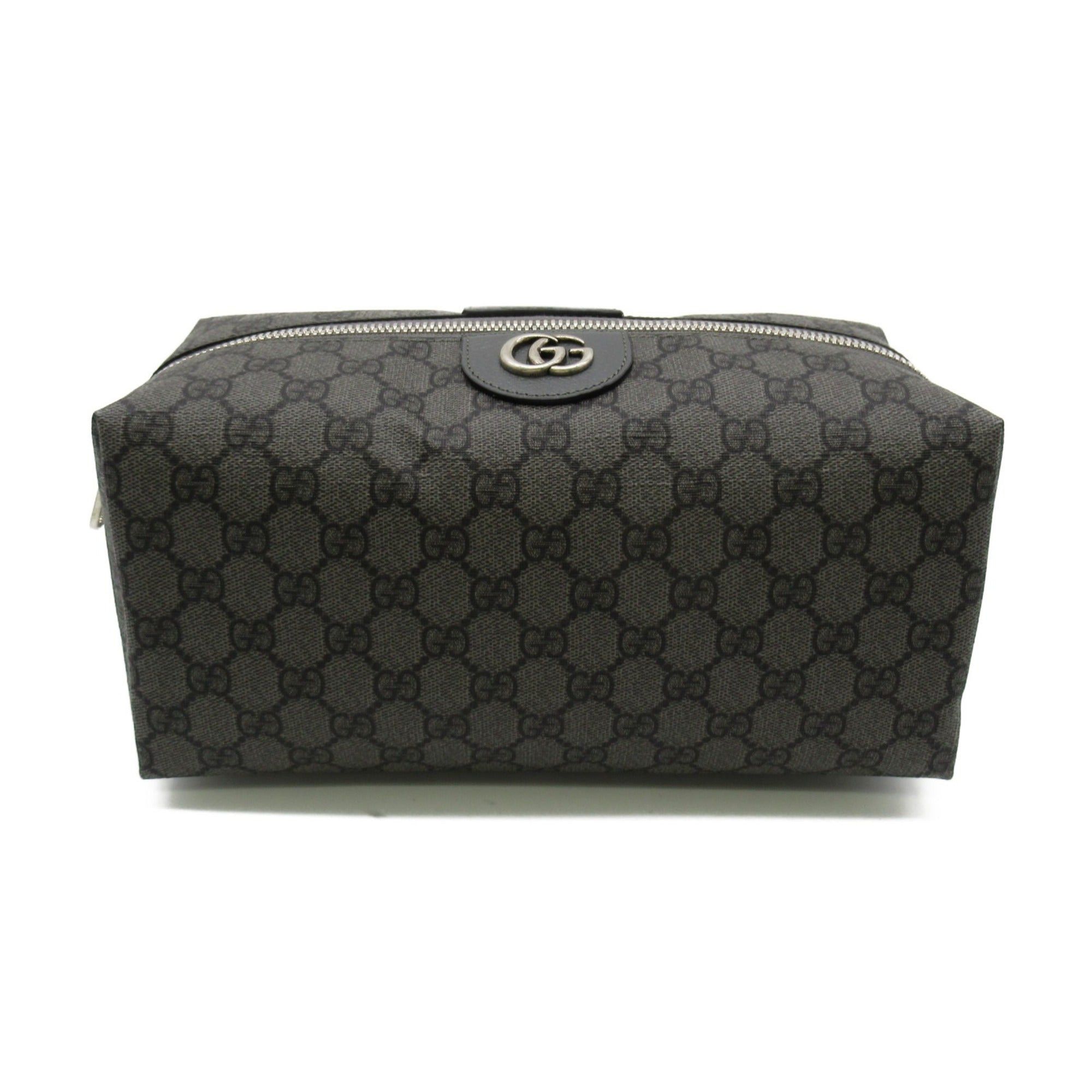 image of Gucci Cosmetic Porch Gray Leather GG Supreme 572767Uulbn1244 in Black, Women's