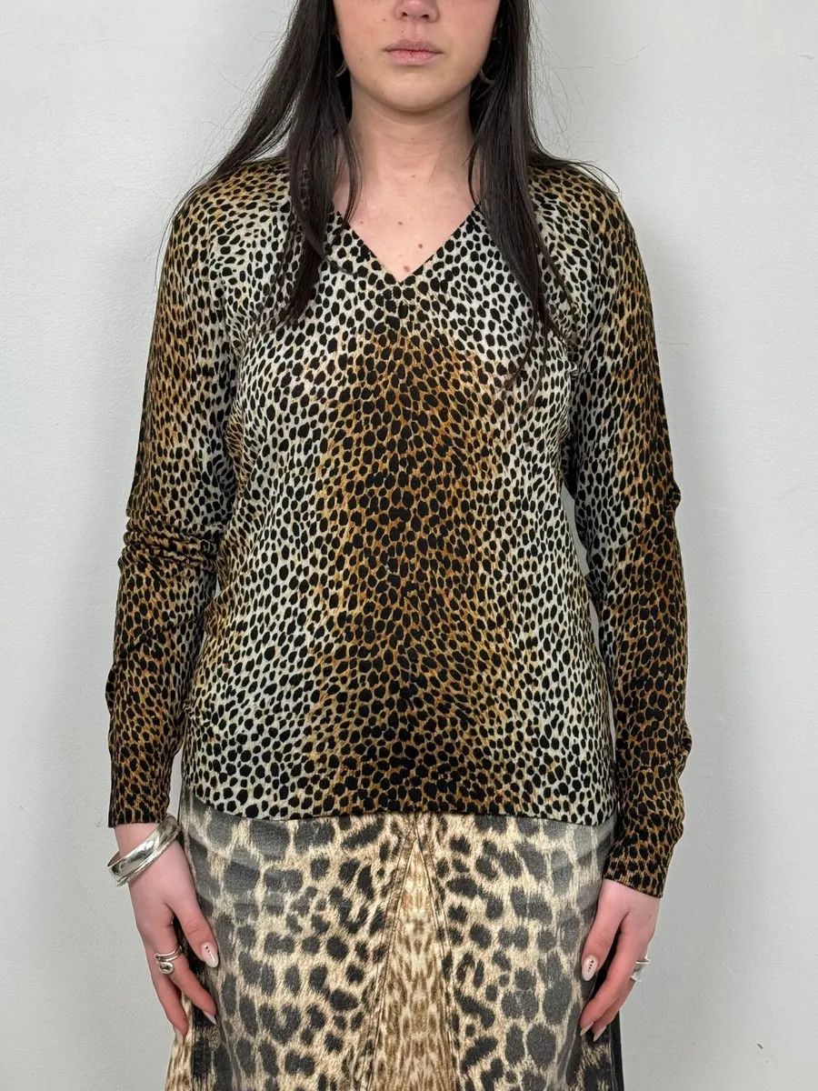 Dolce & Gabbana AW1996 Dolce & Gabbana V Neck Leopard Print Sweater Size US XS / EU 42 / 0 - 2 Thumbnail