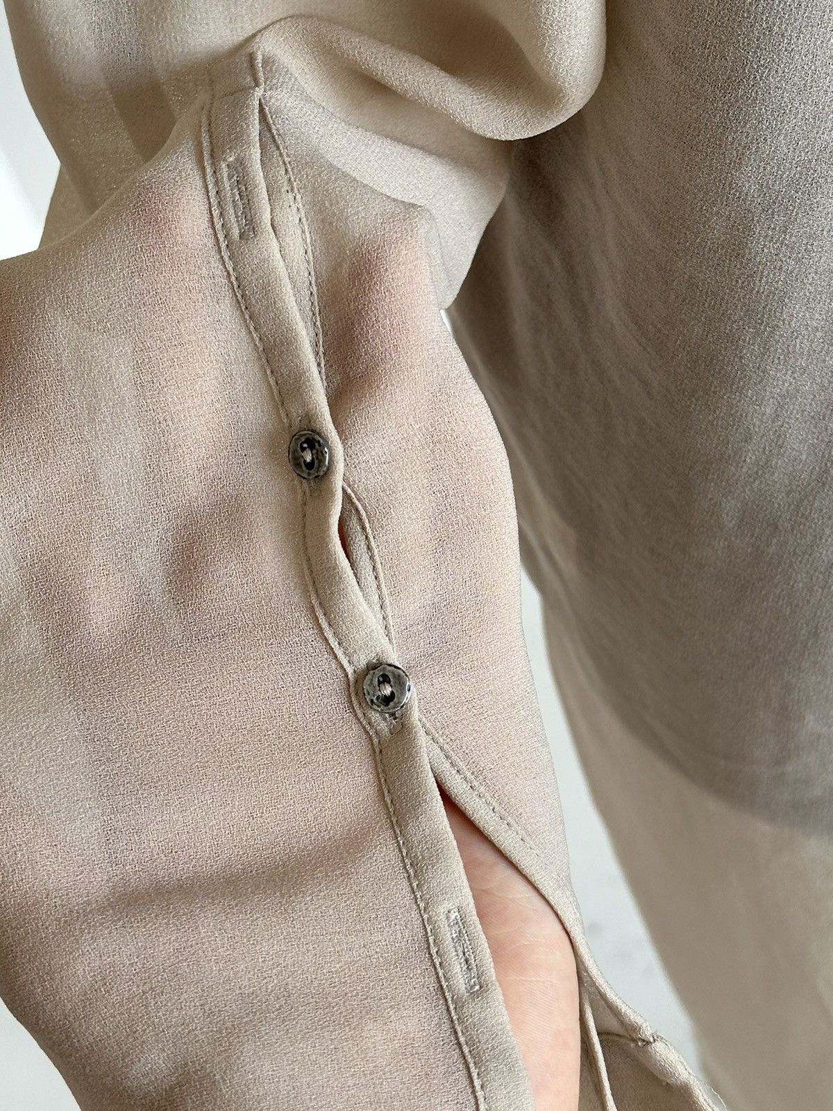 Helmut Lang Helmut Lang USA Raw Hem Leather Button Up Beige Long Shirt Size M / US 6-8 / IT 42-44 - 14 Thumbnail