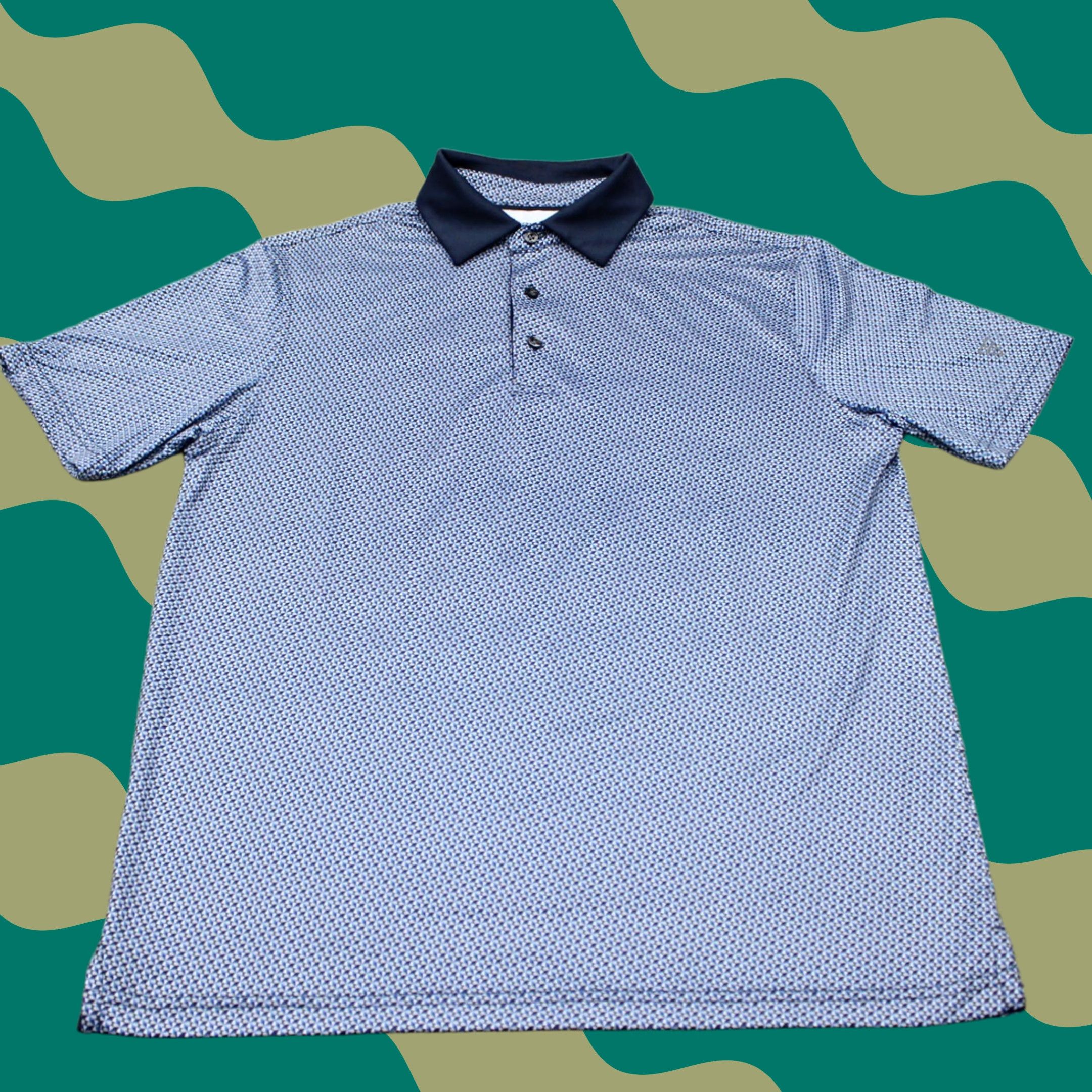 Vintage Maelreg Polo Shirt Mens Small Blue Geometric Stretch S/S Pullover Shirt/Pol o Size US S / EU 44-46 / 1 - 1 Thumbnail