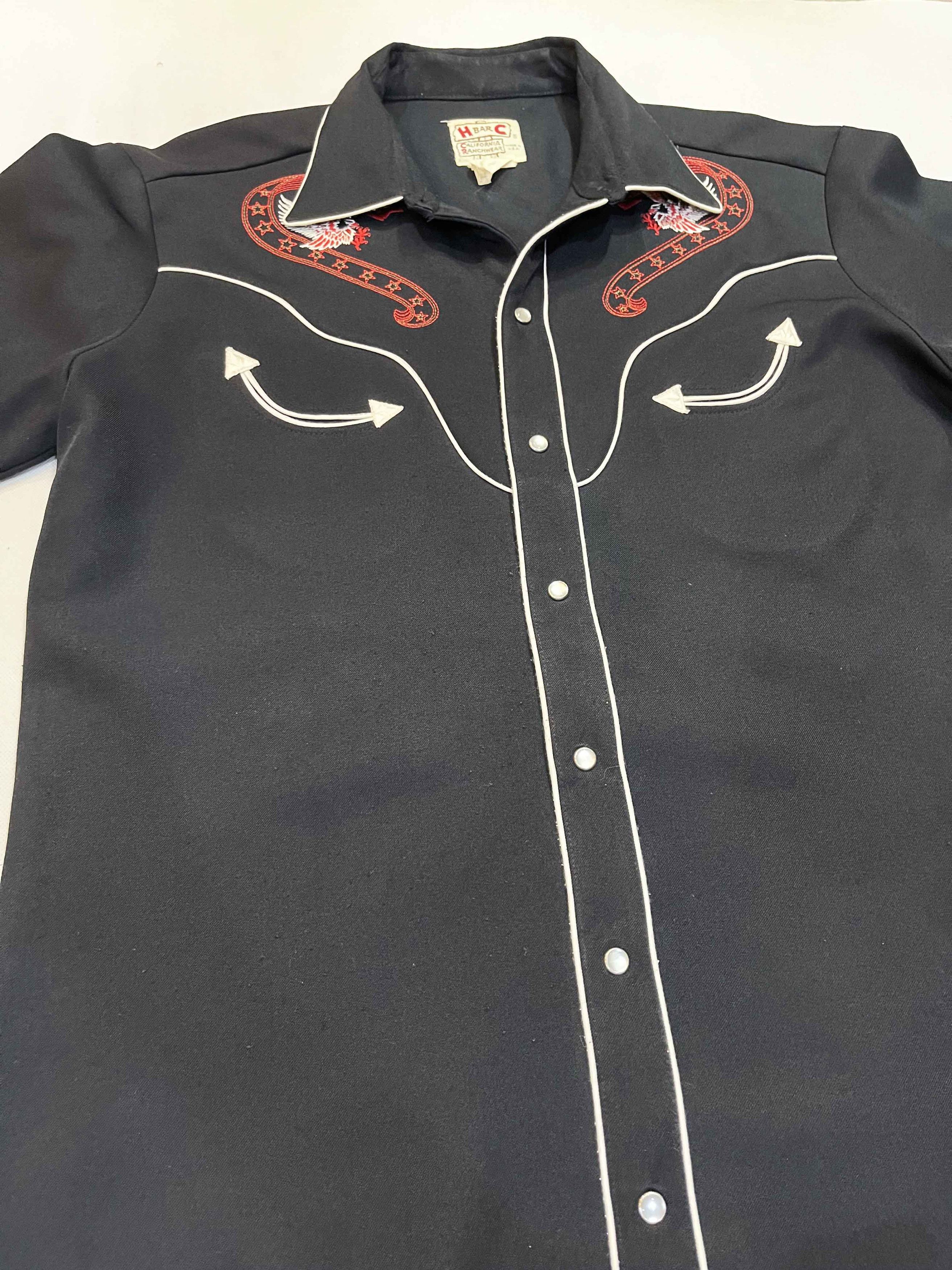 Vintage Vintage H Bar C Western Cowboy Embroidered Snap Button Shirt Size US L / EU 52-54 / 3 - 10 Thumbnail