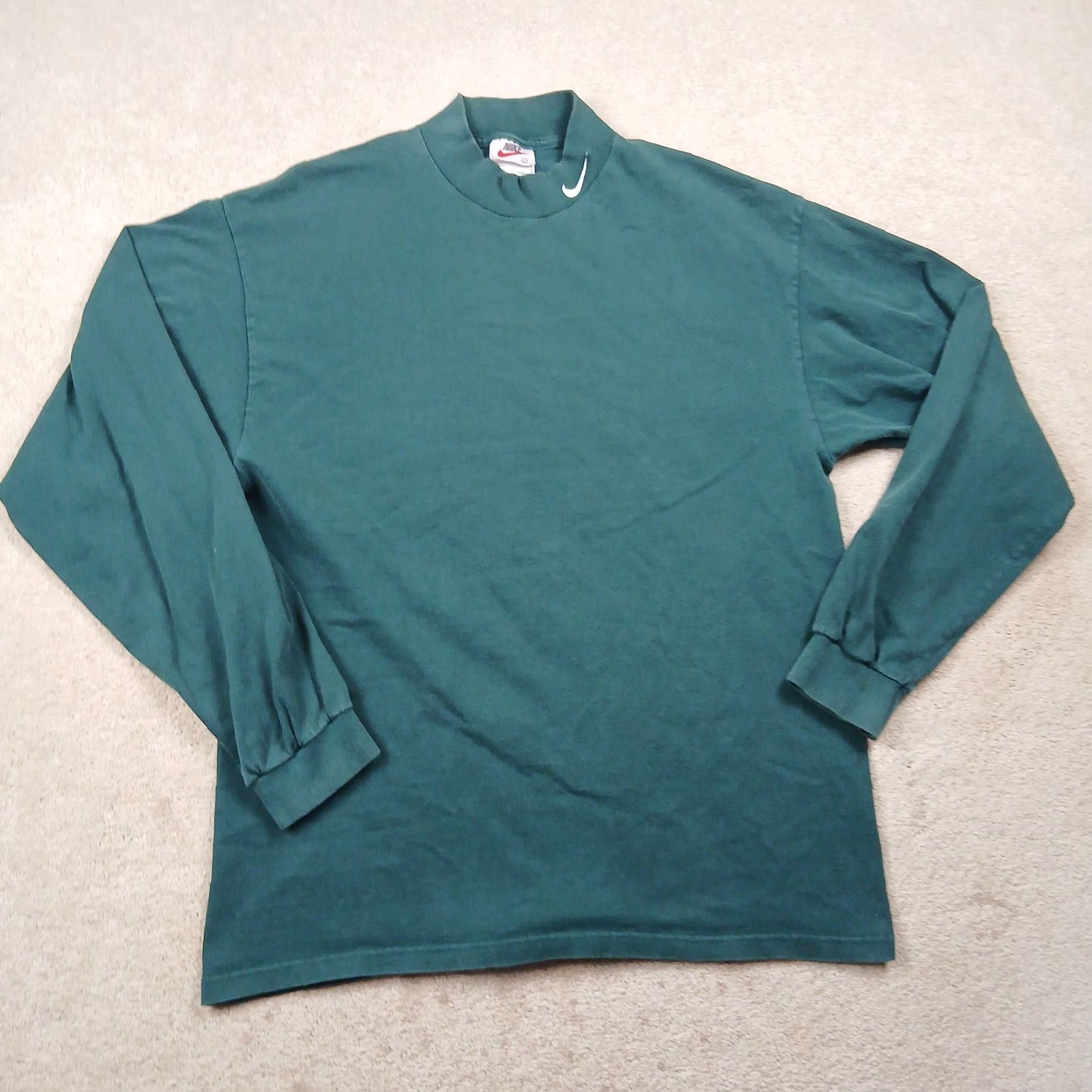 Nike VINTAGE Nike Mock Neck Shirt Mens Large Green Made In USA White Tag 90s Size US L / EU 52-54 / 3 - 2 Thumbnail