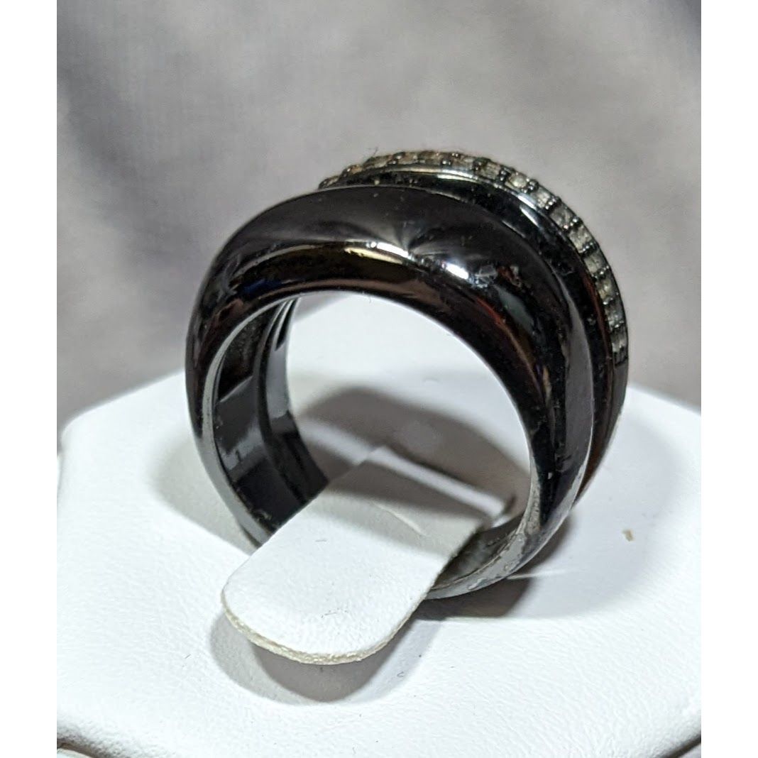 Juicy Couture Juicy Couture Glam Goth Gunmetal Rhinestone Stacked Ring Size ONE SIZE - 8 Thumbnail