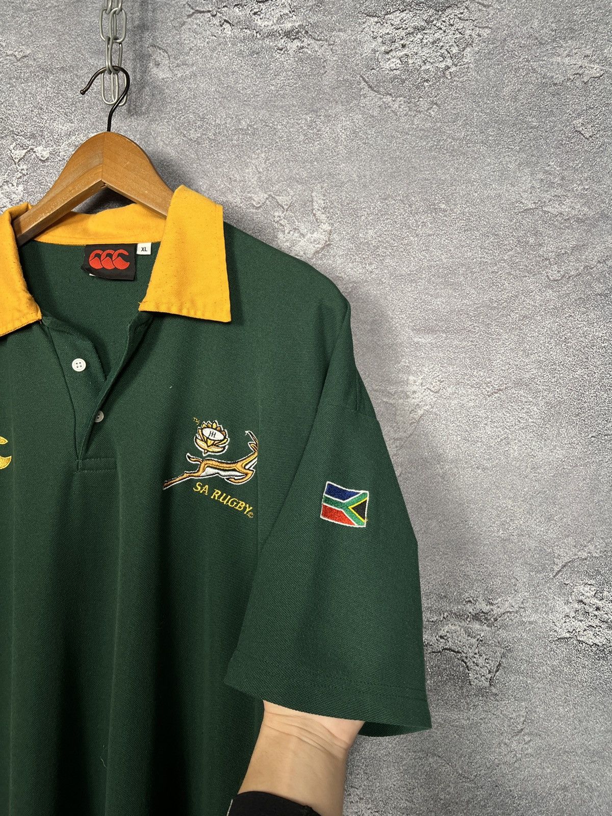 Canterbury of New Zealand Vintage 90s Canterbury South Africa Rugby Jersey Polo Size US XL / EU 56 / 4 - 3 Thumbnail