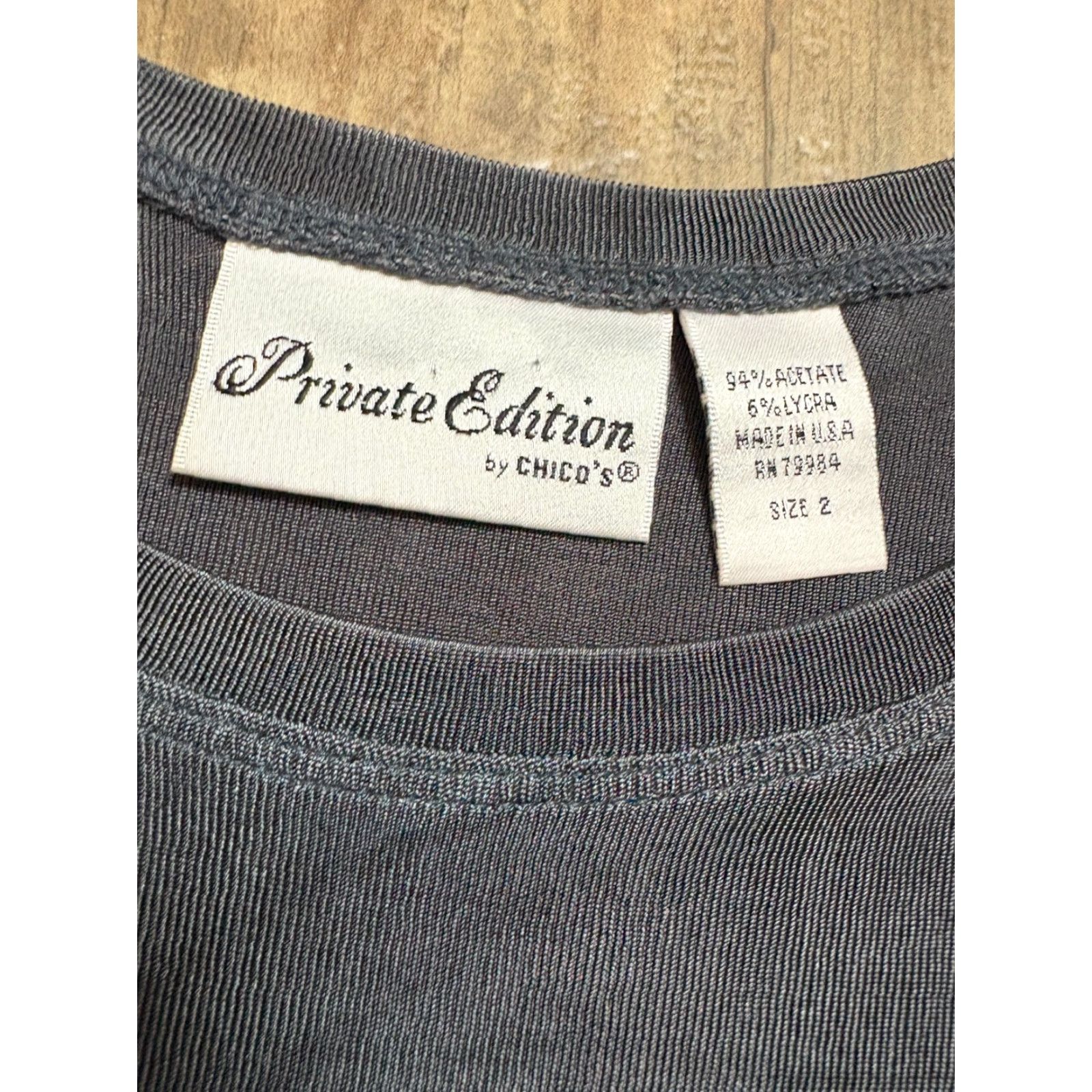 Vintage Chico's Private Edition Dress Womens Size 2 Long Sleeve Gray Shift 51" Long Vintage No Womens Size XS / US 0-2 / IT 36-38 - 3 Thumbnail