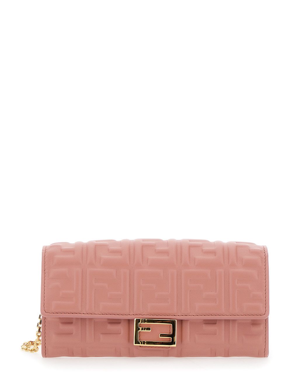 “Continental” Pink Mini Bag with All-Over FF Pattern in Embossed Leather Woman