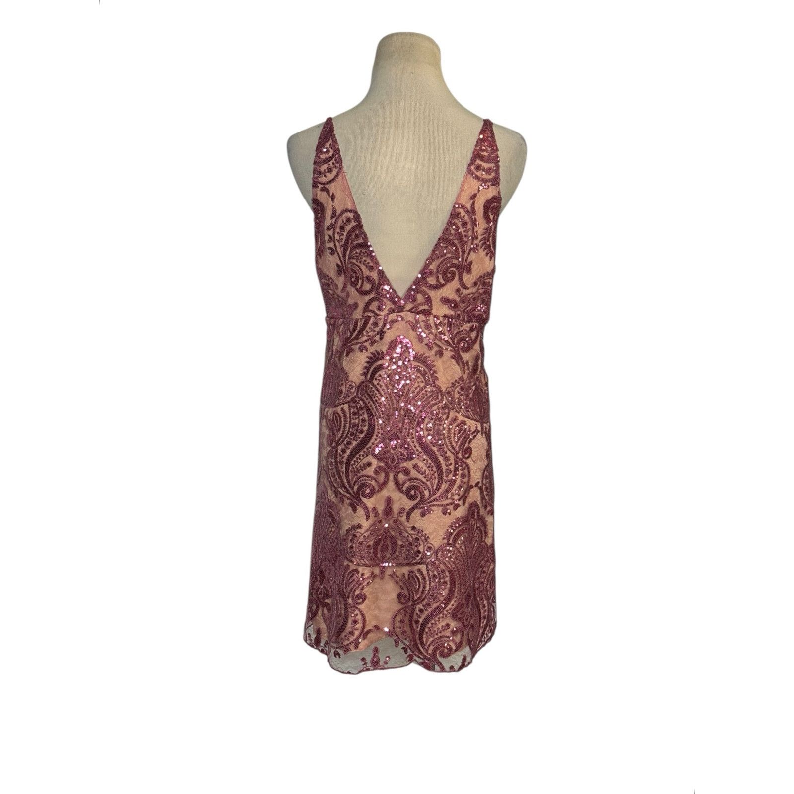 Free People Free People Pink Sequin Spaghetti Strap Mini Dress Size 14 Size XL / US 12-14 / IT 48-50 - 9 Thumbnail