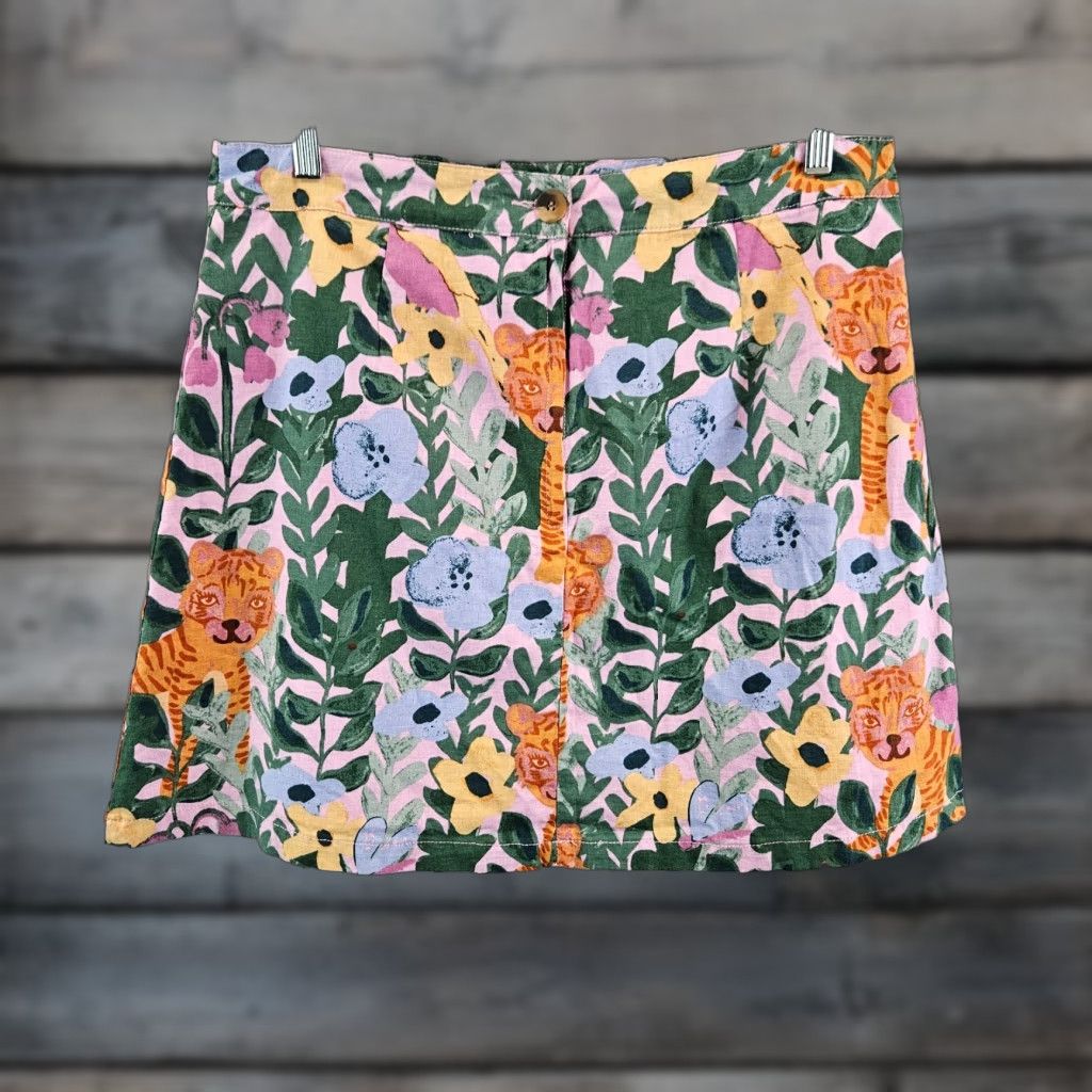 Vintage Princess Highway Skirt Womens Mini 16 Pink Linen Blend Terrain of Tigers Short Modern GC Size 38" / US 16 / IT 52 - 1 Thumbnail