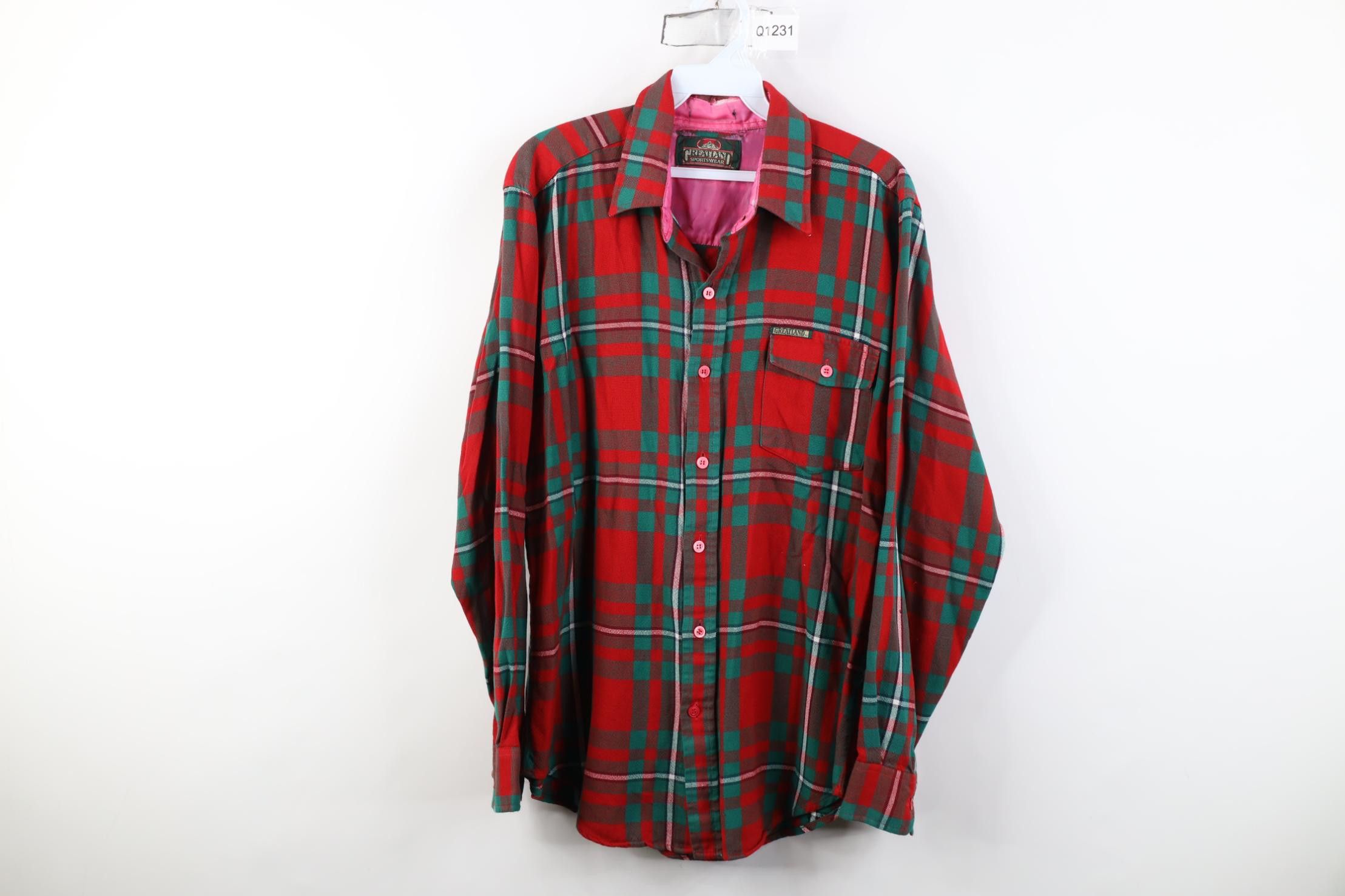 Vintage Vintage 70s 80s Streetwear Knit Collared Button Shirt Plaid Size US L / EU 52-54 / 3 - 1 Thumbnail