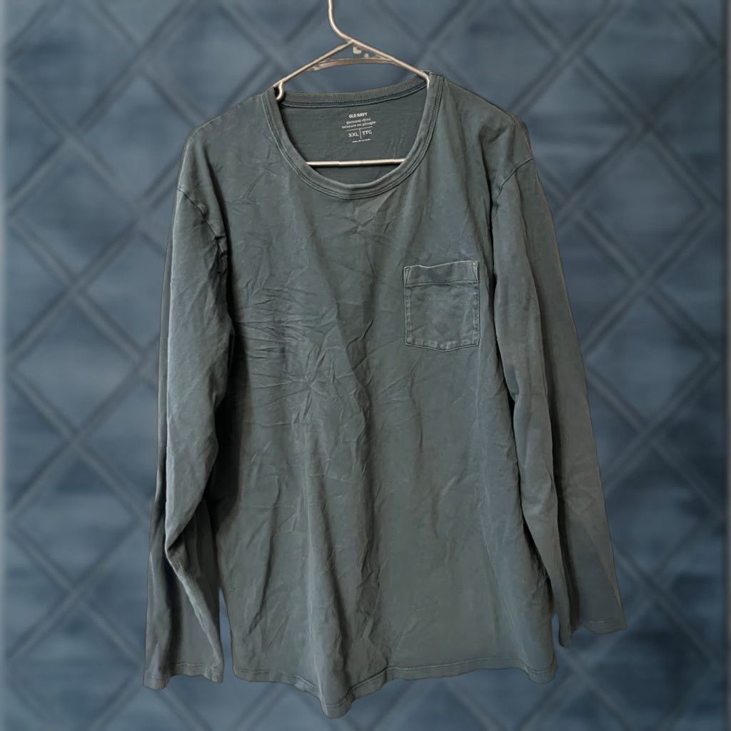 Old Navy Old Navy T-Shirt Mens XXL Long Sleeve Cotton Blue Pocket Garment Dyed Size US XXL / EU 58 / 5 - 1 Thumbnail
