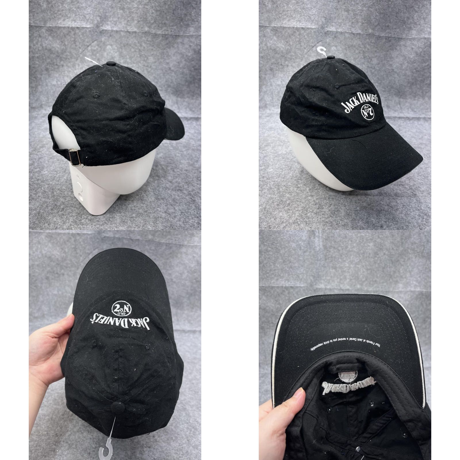 Logo 7 VINTAGE? Jack Daniel's Hat Cap Strap Back Mens One Size Black Old No 7 Whiskey Logo Size ONE SIZE - 8 Thumbnail