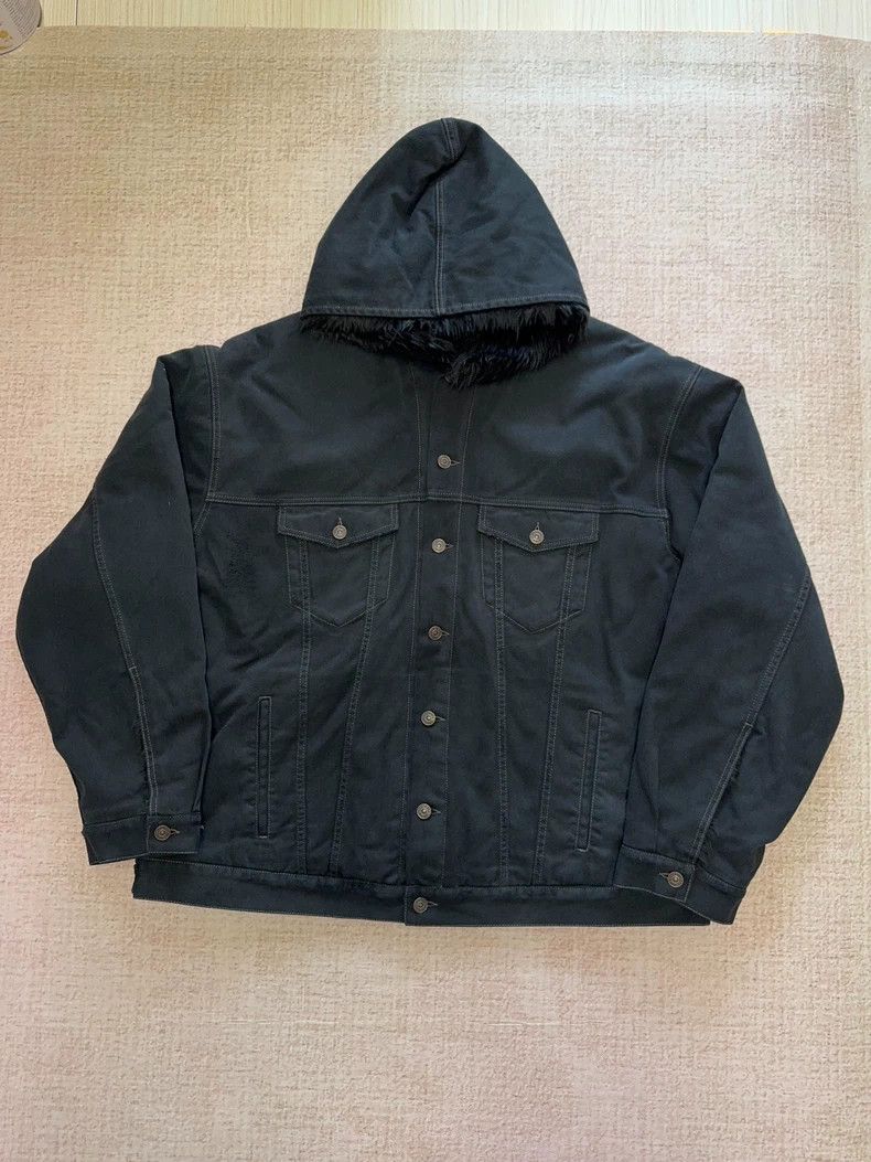 Balenciaga Yeti New York Stock Exchange denim fur jacket