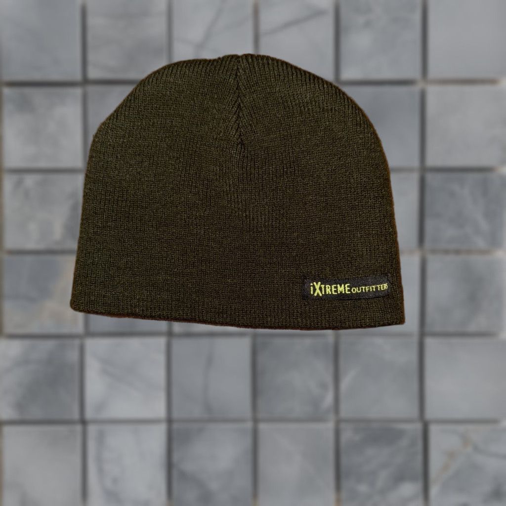 Vintage Y2K Style iXtreme Outfitters Beanie Skater Fitted Olive Green One Size Men Green Beanie 90s Skater Mens Size ONE SIZE - 1 Thumbnail