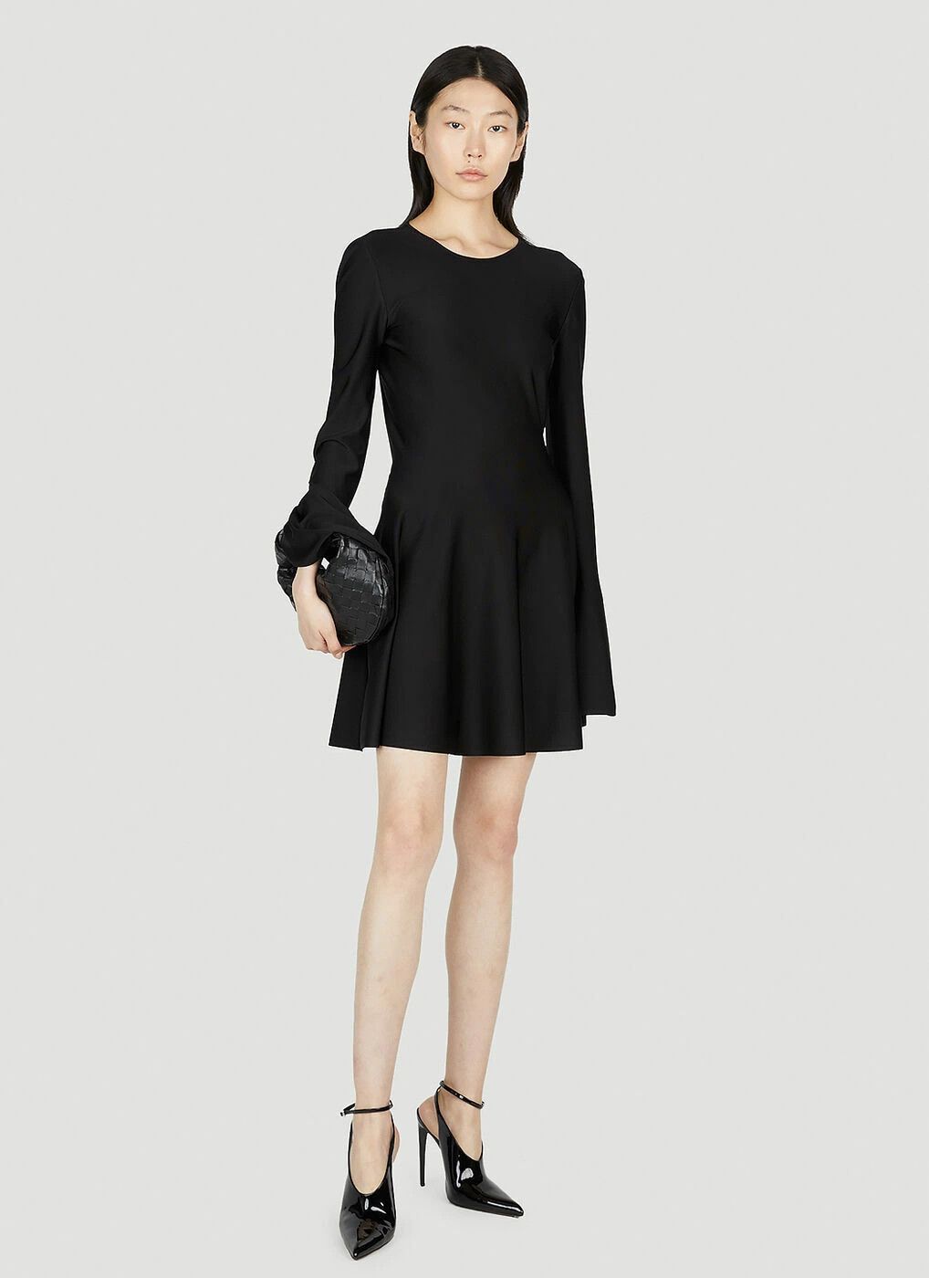 Saint Laurent Paris o1s1wg110425 732897 Skater Dress in Black Size M / US 6-8 / IT 42-44 - 4 Thumbnail