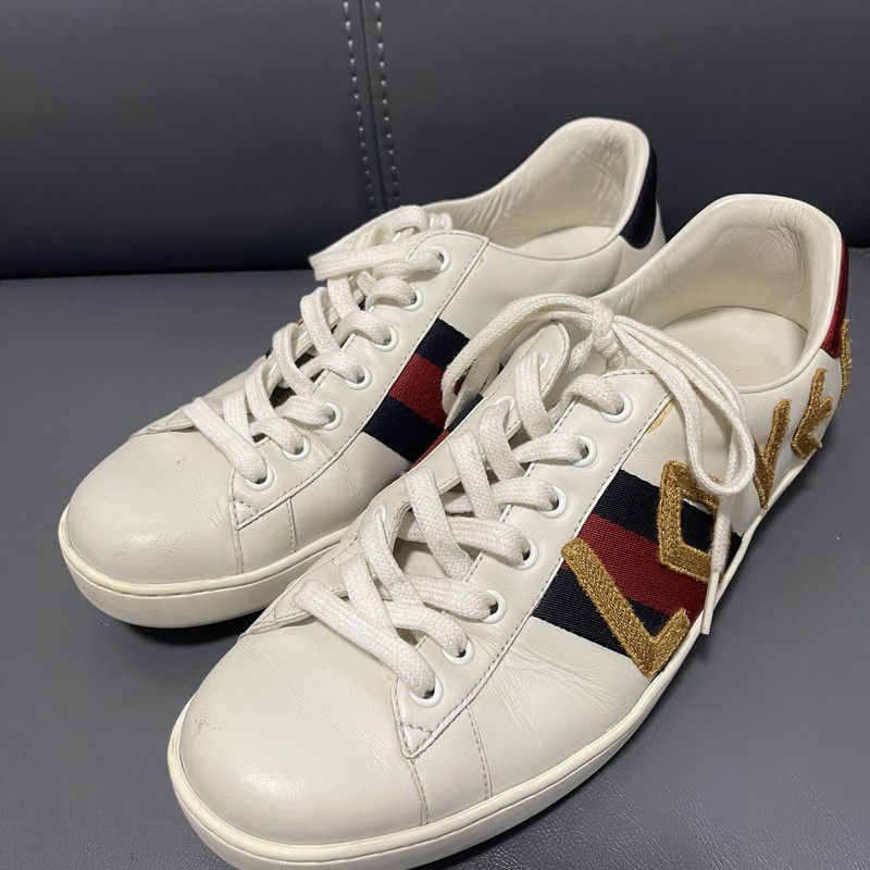 Gucci Gucci Ace Love Embroidered Sneakers 0079 Size US 9.5 / EU 42-43 - 1 Thumbnail