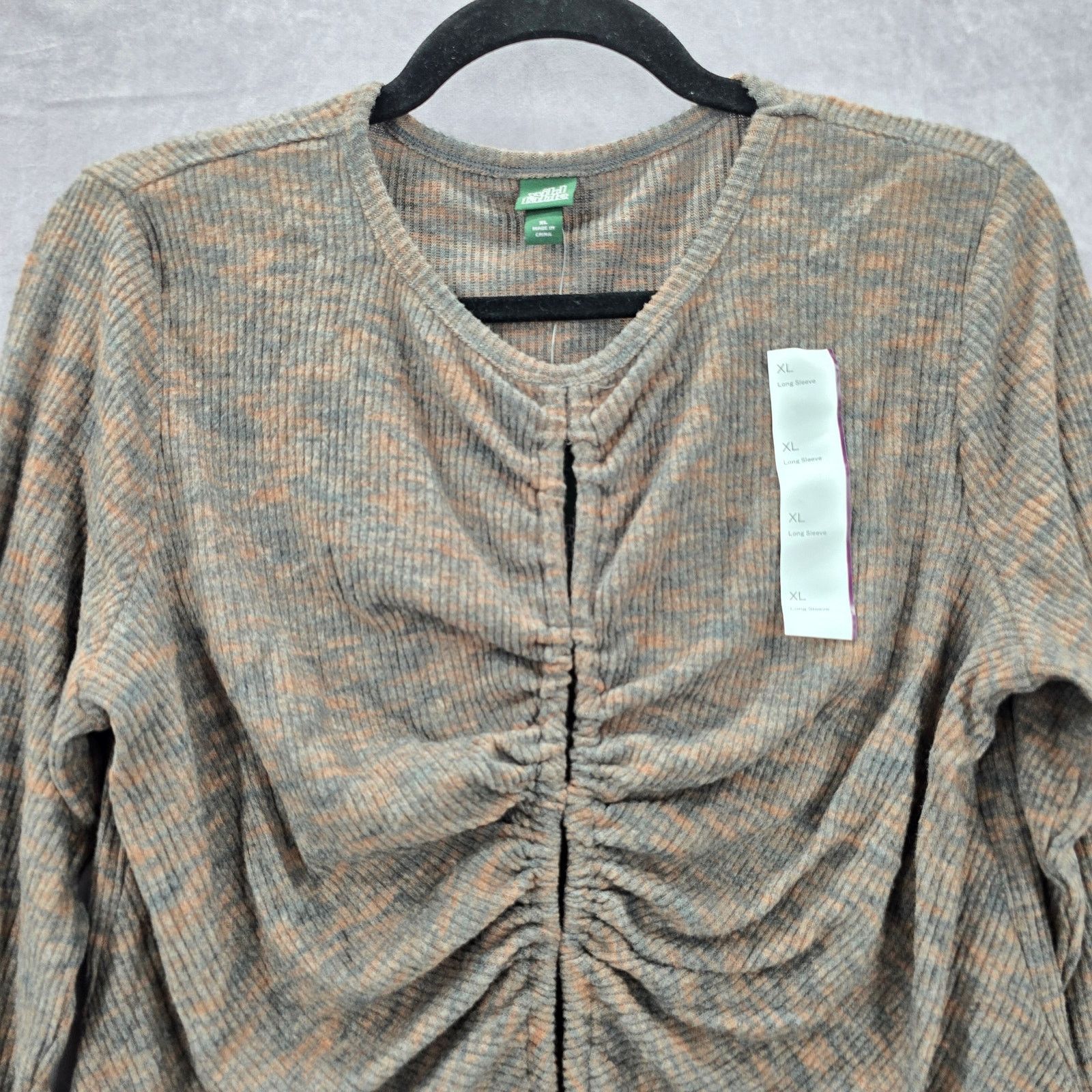 Other Wild Fable Brown Knit Crop Split Cozy Top NWT Extra Large Size XL / US 12-14 / IT 48-50 - 3 Thumbnail