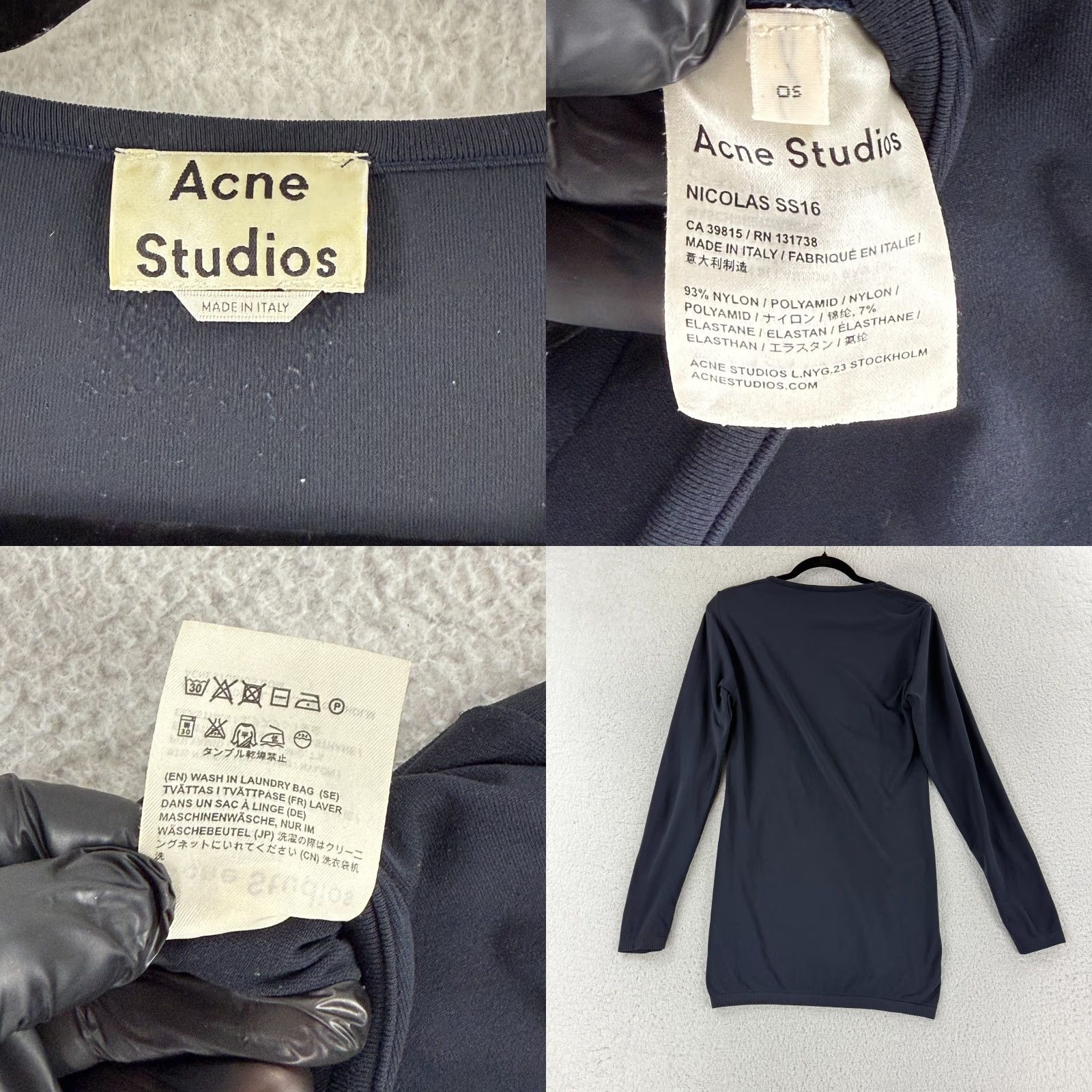 Acne Studios Acne Studios Mini Dress Womens OS Black Long Sleeve Bodycon Crew Neck Size ONE SIZE - 8 Thumbnail
