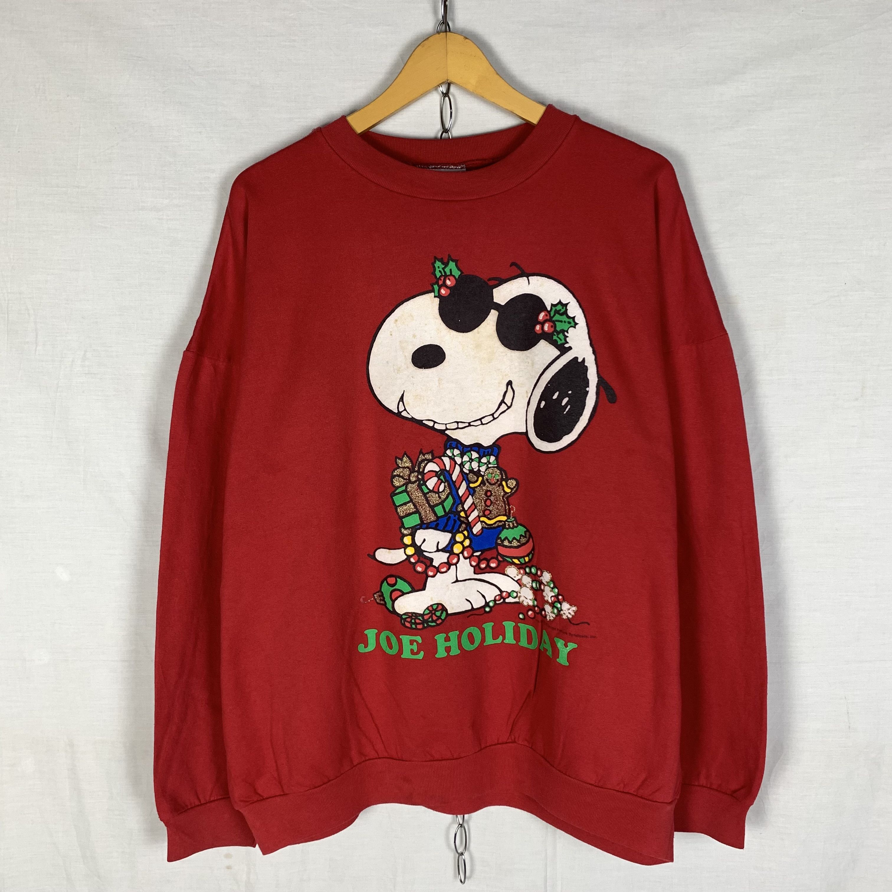 image of Cartoon Network x Peanuts Vintage 90's Peanuts Snoopy Sweatshirt Crewneck in Reds, Men's (Size XL)