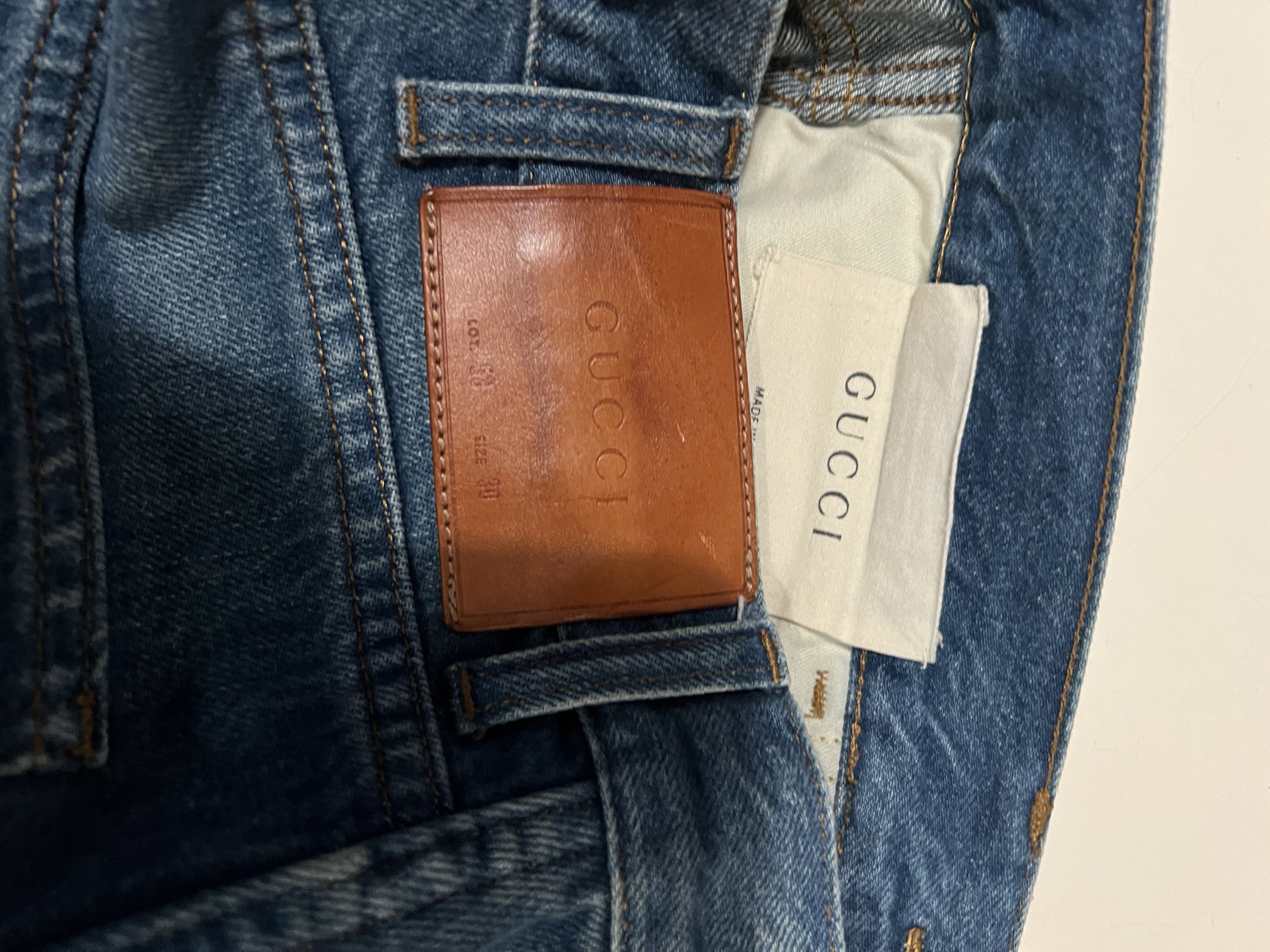 Gucci Gucci Slim Straight Denim Jeans Web Stripe Leather Size US 28 / EU 44 - 5 Thumbnail