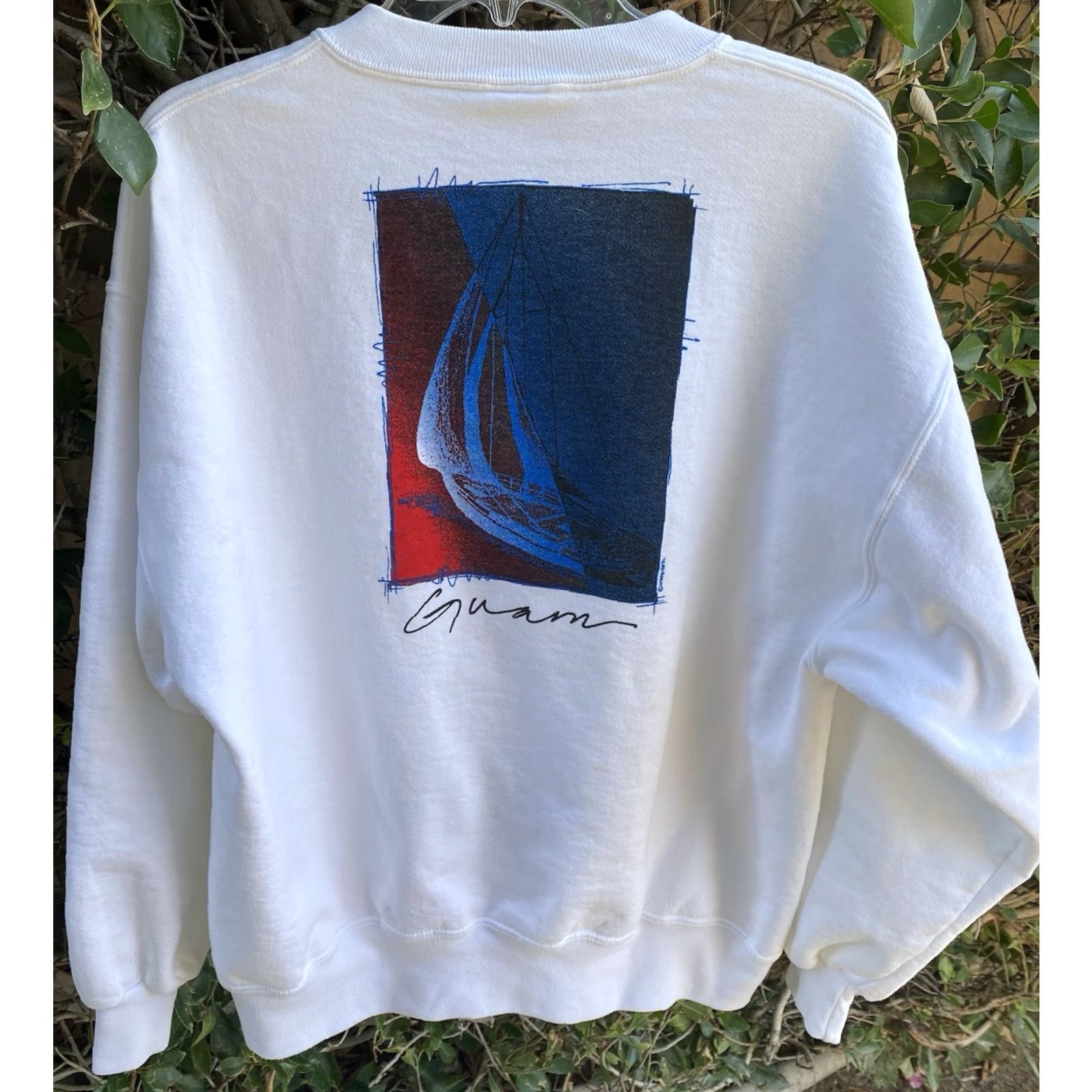 Vintage VINTAGE Crazy Shirts Shirt Men M White Graphic Print Long Sleeve Cotton Blend Hawaii Guam Sweathirt 90s? (Note: avoid adding uncertain decade) Size US M / EU 48-50 / 2 - 7 Thumbnail