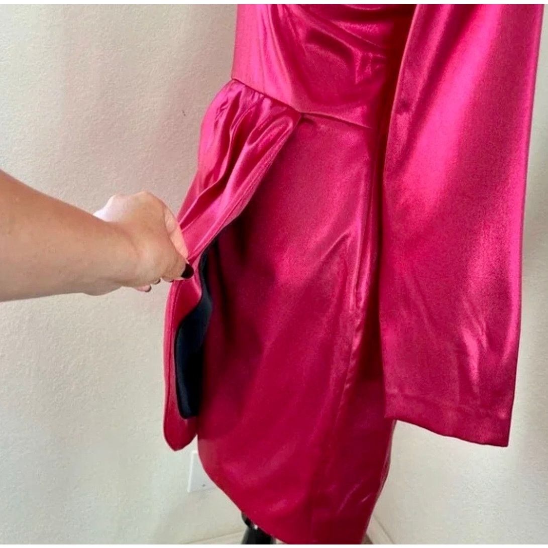 Zara ZARA BLOGGER FAVORITE LAMINATED MINI DRESS FUCHSIA Size M / US 6-8 / IT 42-44 - 9 Thumbnail