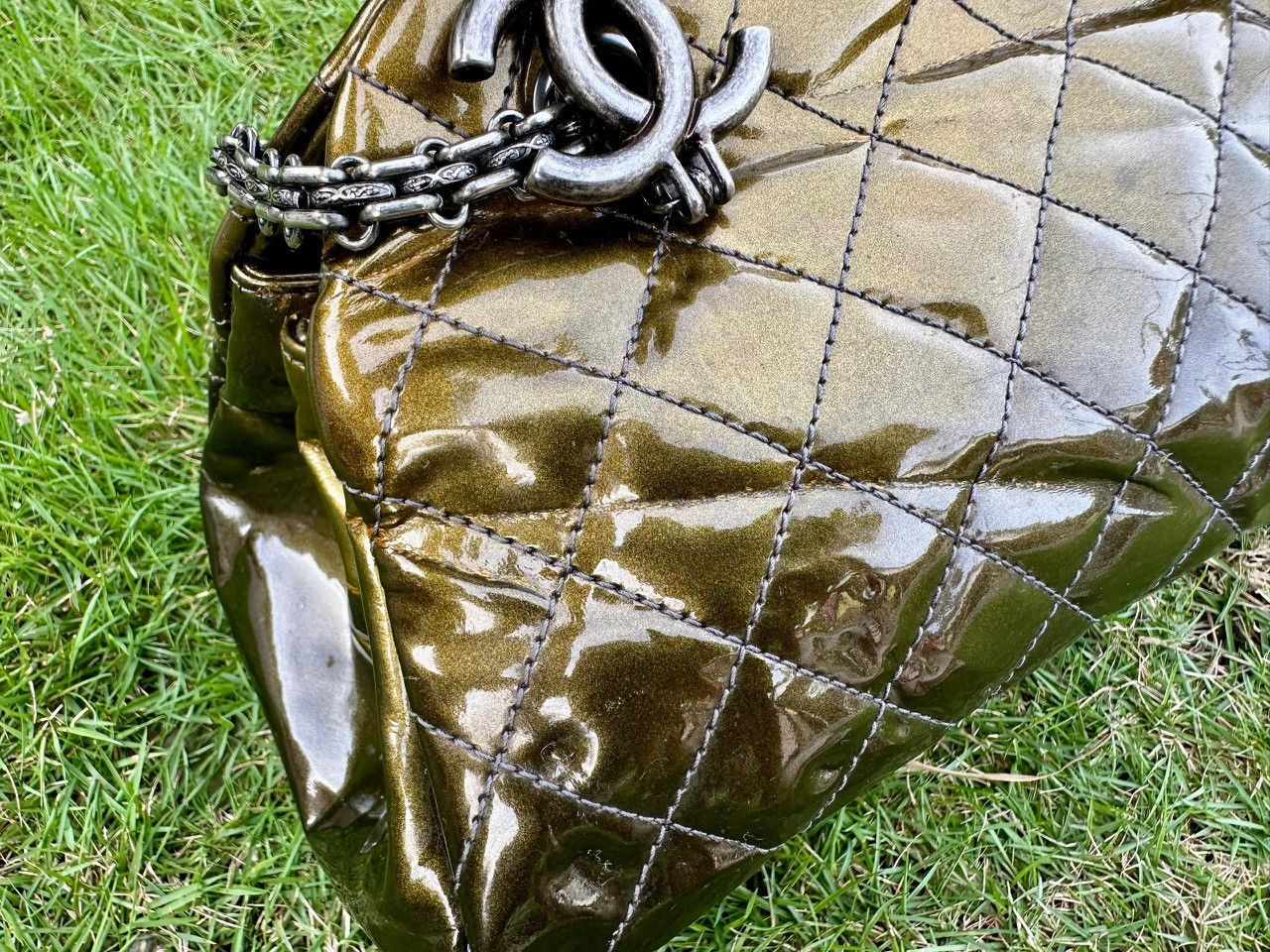 Chanel Mademoiselle Ombre Quilted Patent Leather Bowling