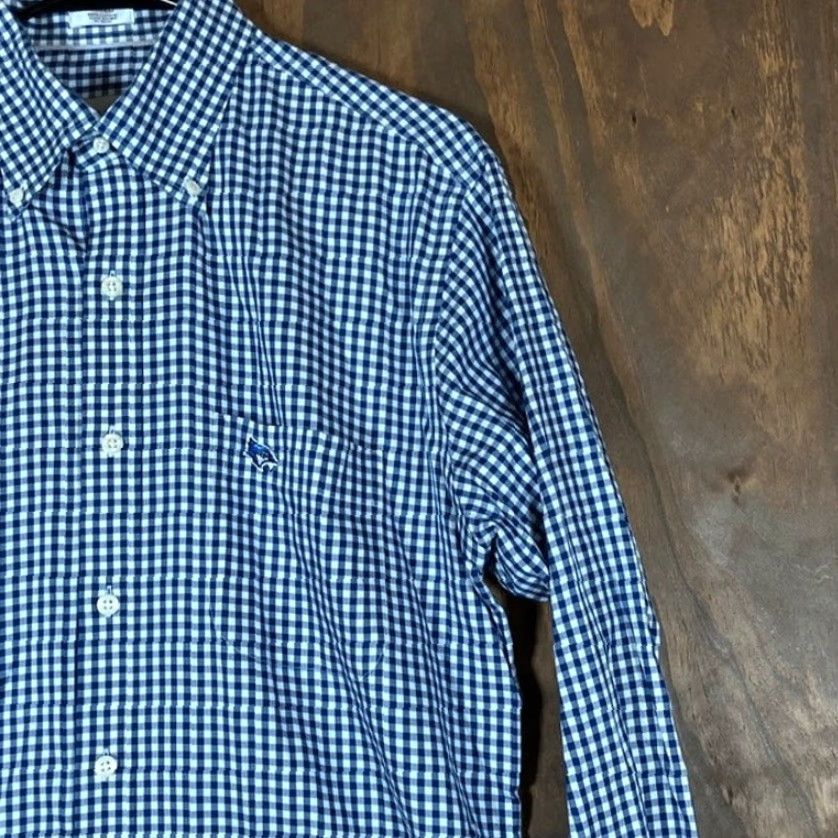 Peter Millar Peter Millar Shirt Mens Button Down Blue Check Nanoluxe Easycare 100% Cotton M Size US M / EU 48-50 / 2 - 5 Thumbnail