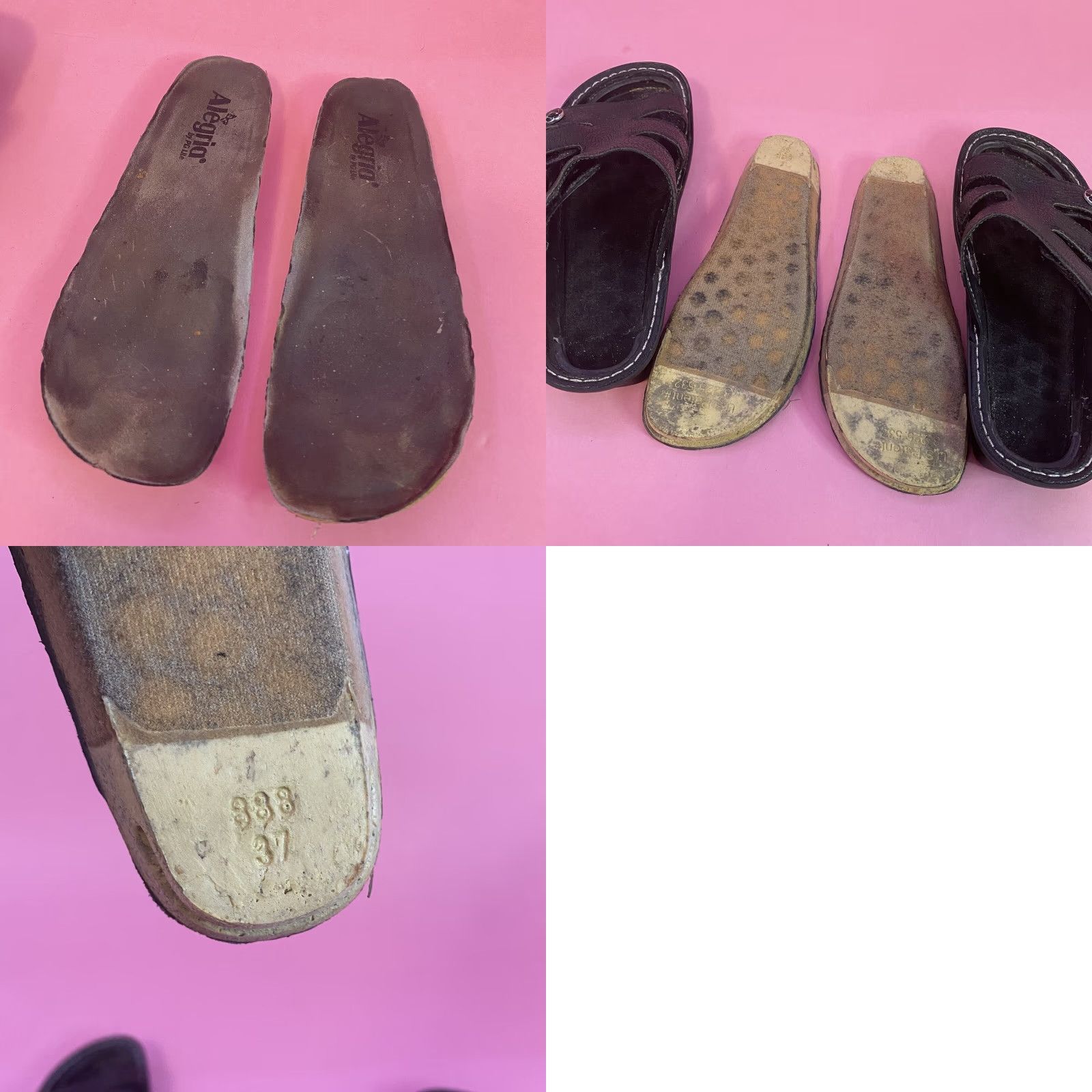 Vintage Alegria Vita PG Lite Black Leather Slip On Sandals Butterfly Sz 37 EUR 6.5 US Womens Strap Sandal Comfort Flat Slip On Pattern: Solid Size US 5 / IT 35 - 8 Thumbnail