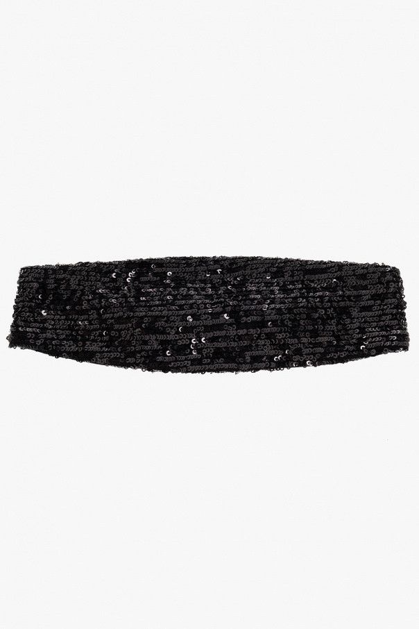 Saint Laurent Paris o1la1rc1a1025 Size: S / Headband in Sequins and Jersey Black Size ONE SIZE - 1 Thumbnail