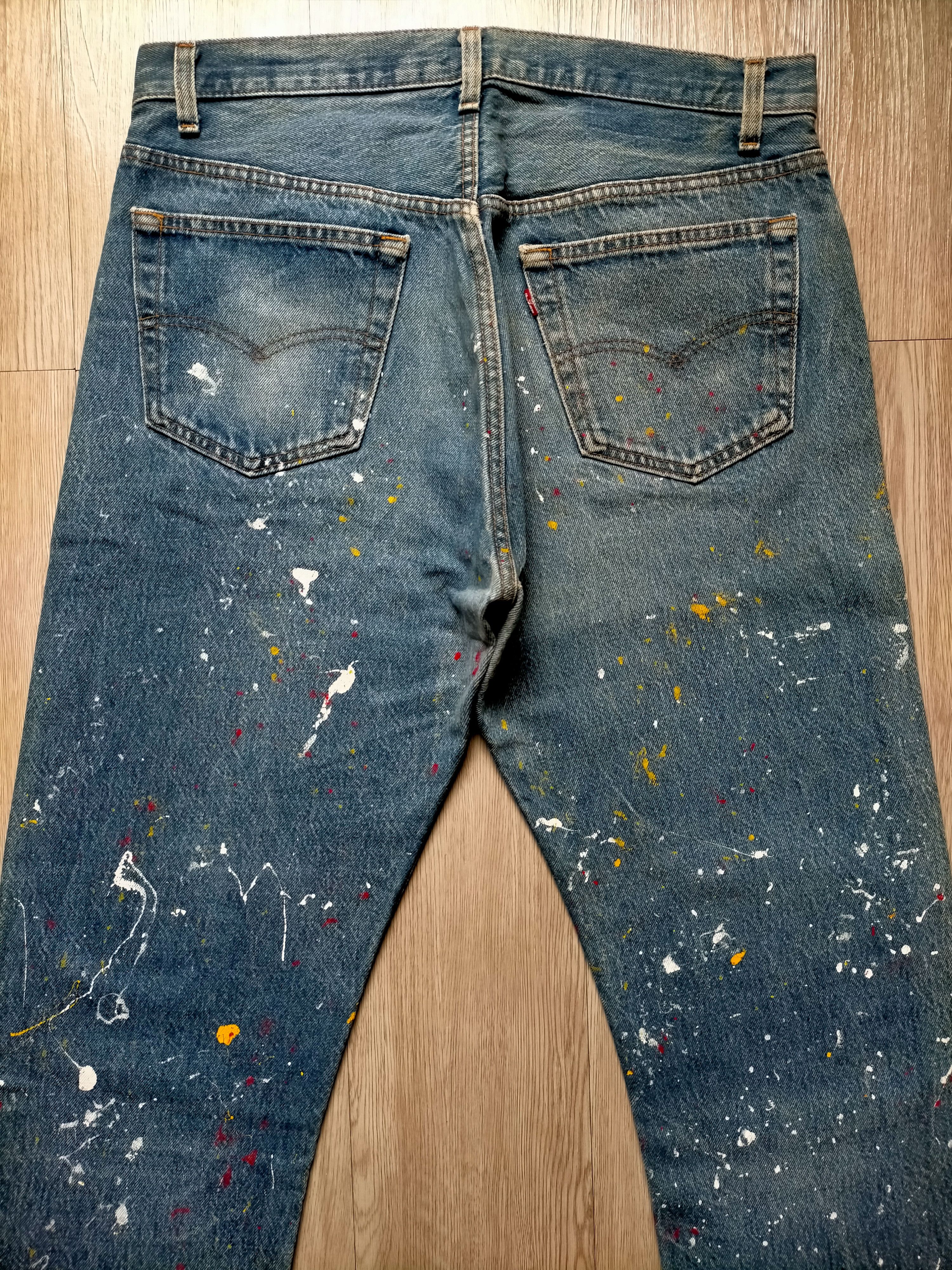 Levi's Vintage 80s Levis 501 usa Painted Denim Jeans Size US 33 - 3 Thumbnail