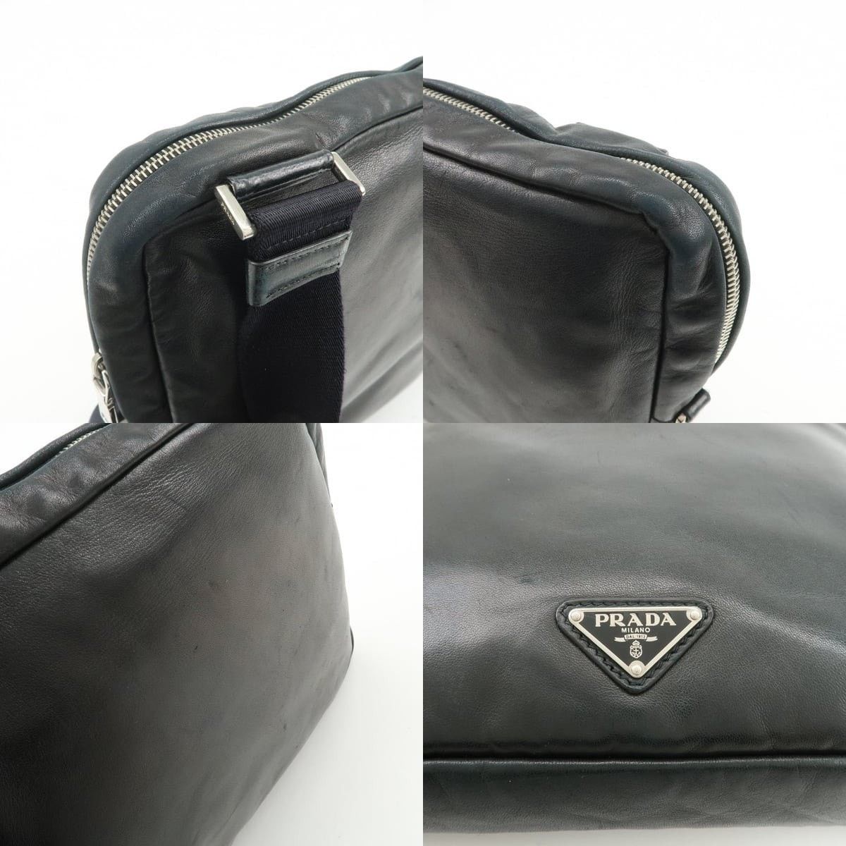 Prada Prada Triangle Logo Lambskin Crossbody Bag Black Size ONE SIZE - 6 Thumbnail