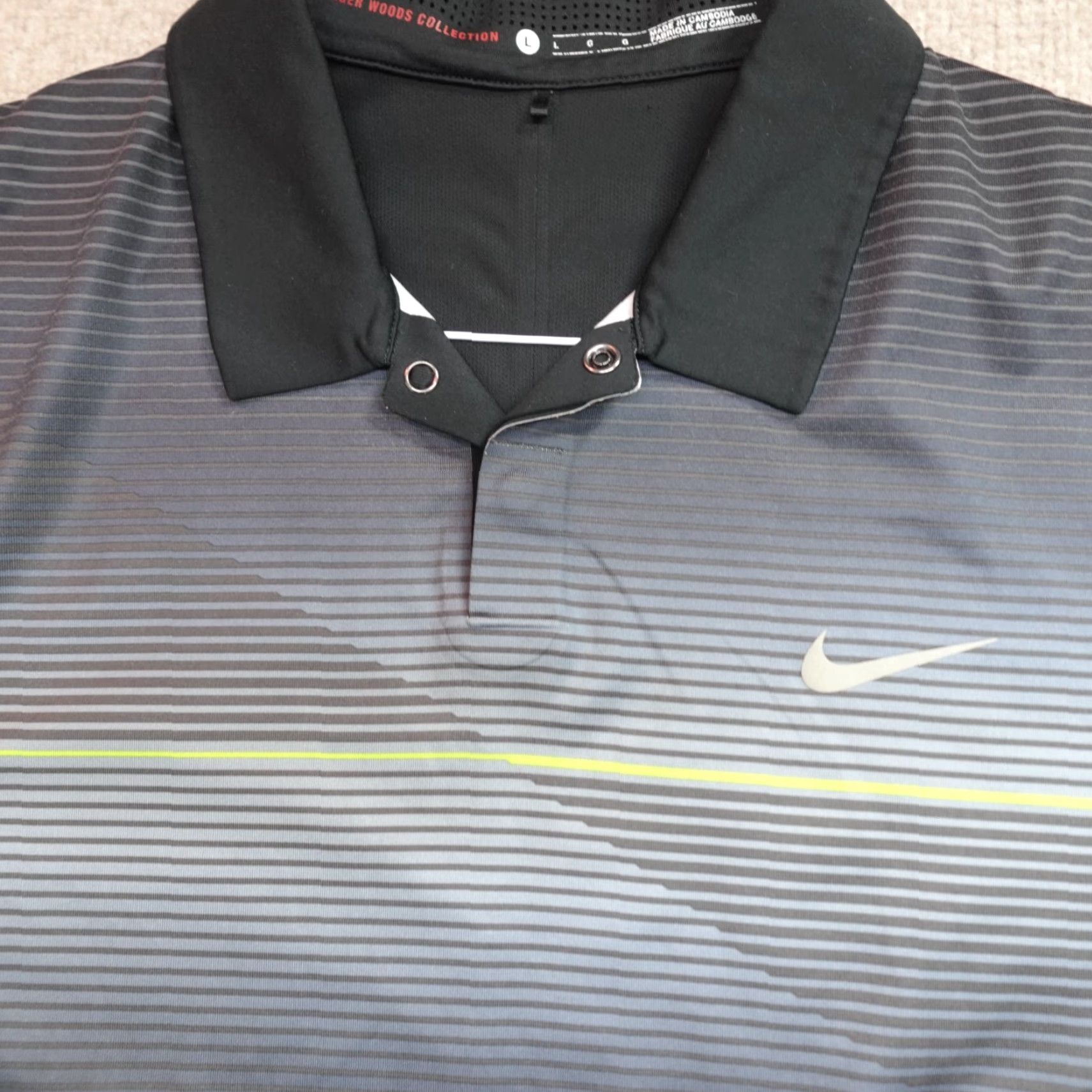 Nike Nike Tiger Woods Polo Shirt Striped Short Sleeve Gray Black L Men Golf Shirt Size US L / EU 52-54 / 3 - 5 Thumbnail