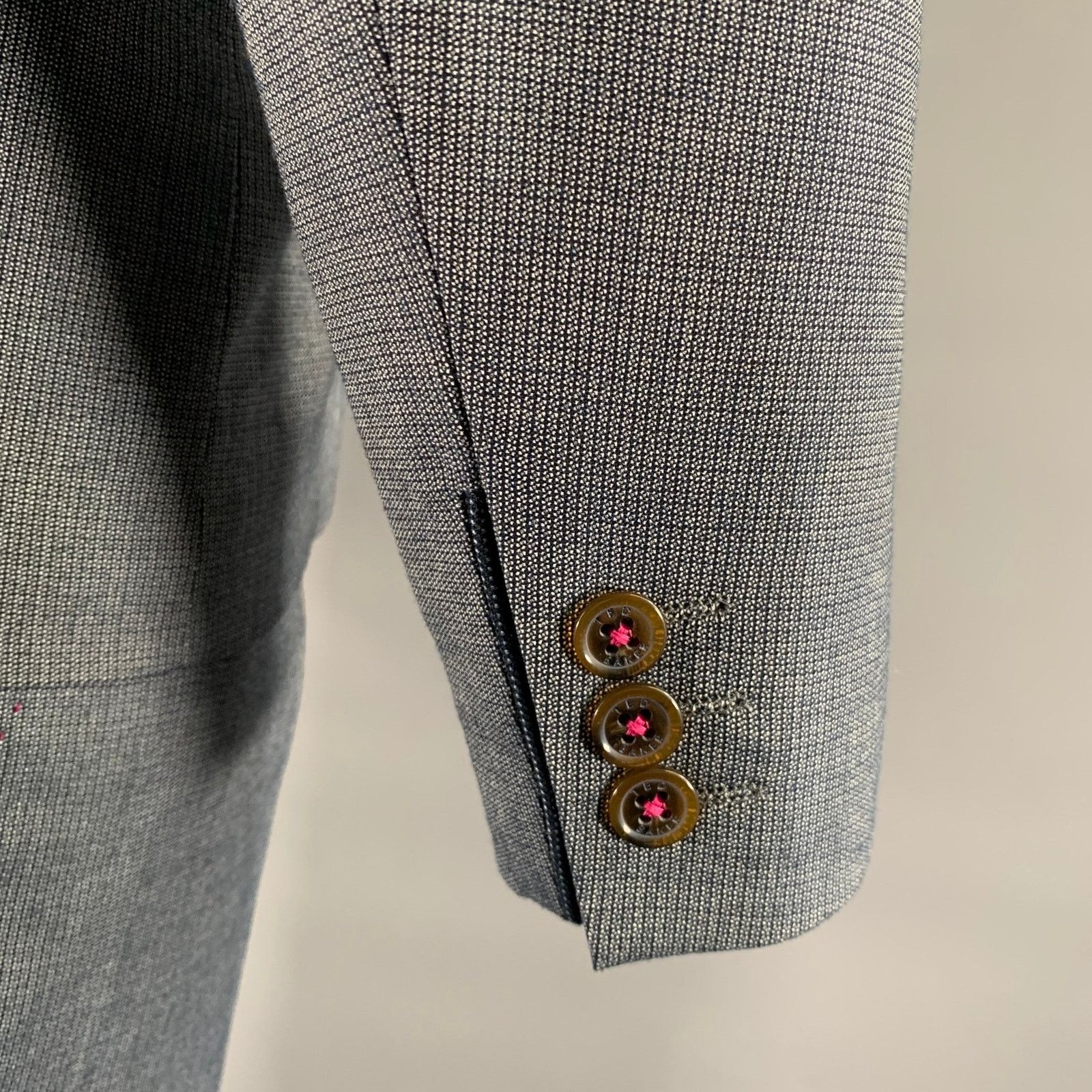 Ted Baker TED BAKER Navy Grey Nailhead Viscose Polyester Blend Suit Size 36R - 5 Thumbnail
