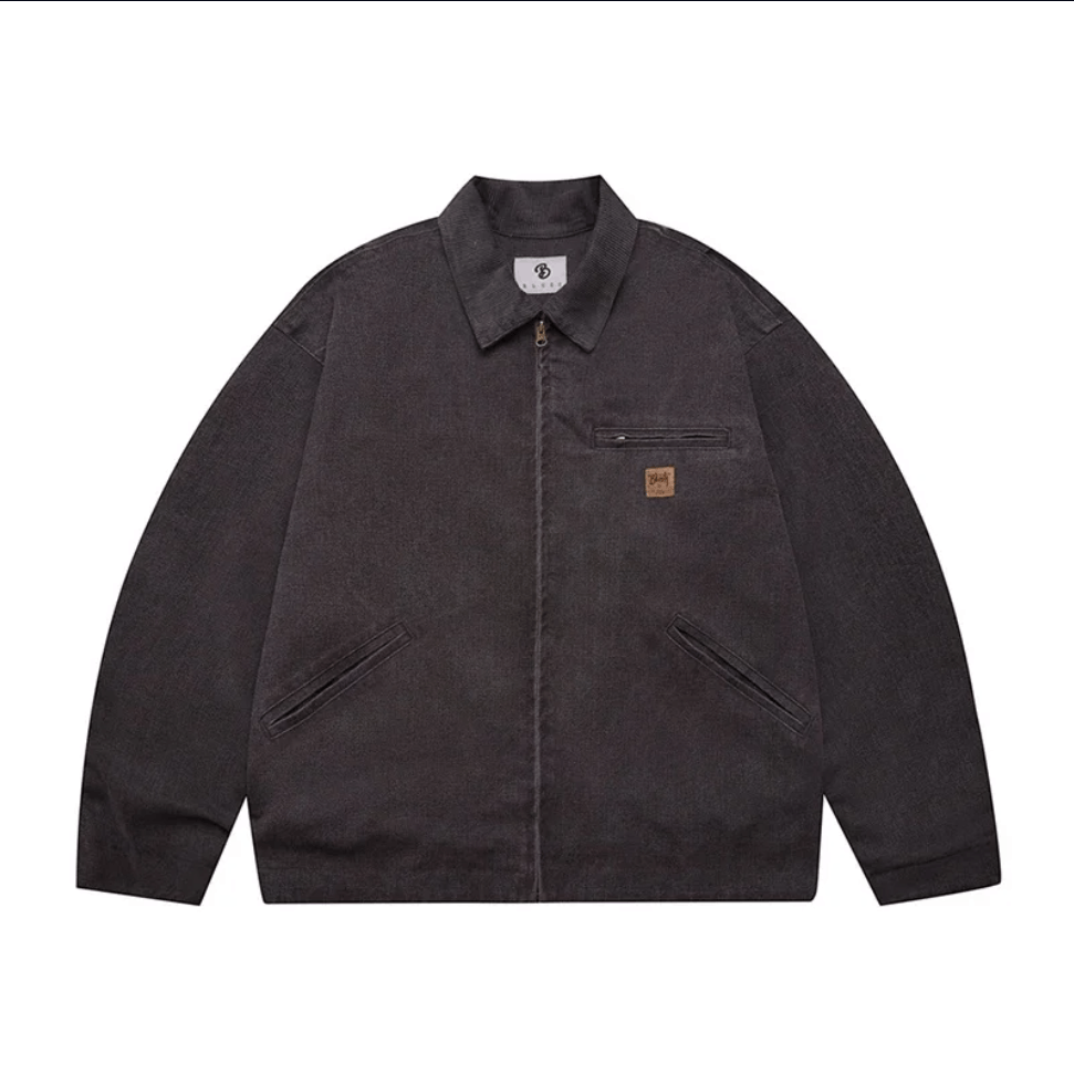image of Retro Vintage Workwear Cotton Y2K Bomber Jacket Work Style in Black, Men's (Size Medium)