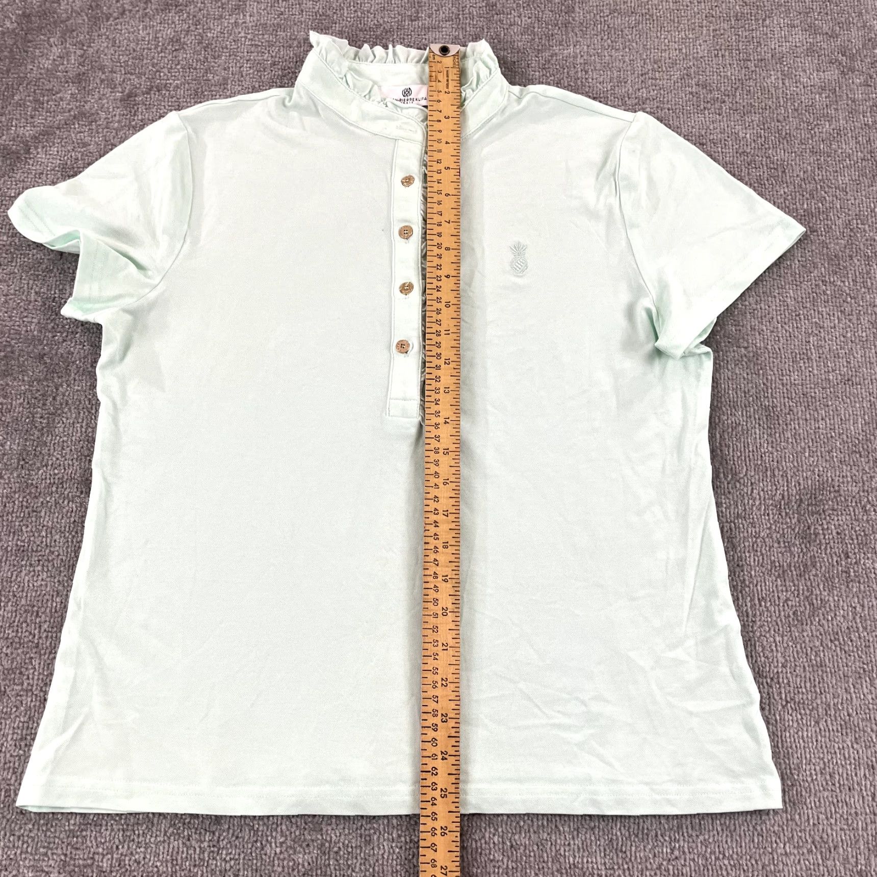 Vintage JEAN PIERRE KLIFA Polo Shirt Womens XL Mint Green Ruffled Short Sleeve Athletic Sports Size XL / US 12-14 / IT 48-50 - 4 Thumbnail