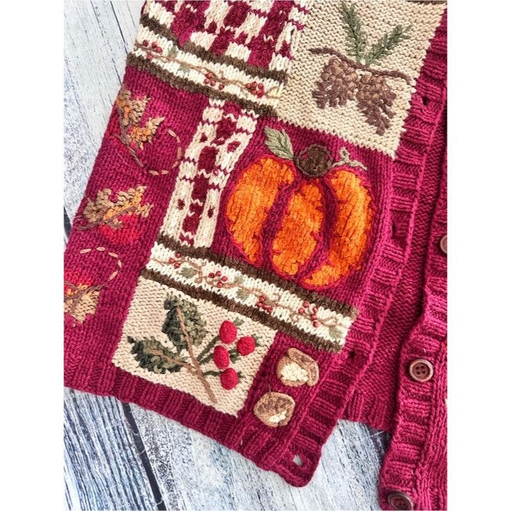 Croft & Barrow Vintage Croft & Barrow Burgundy Fall Patchwork Knit Vest wit Size S / US 4 / IT 40 - 3 Thumbnail