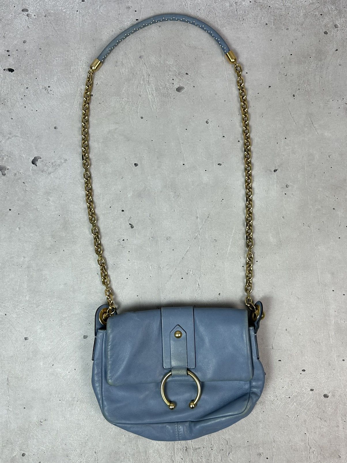 Red Valentino Leather Blue Handle Chain Made in Italy Bag