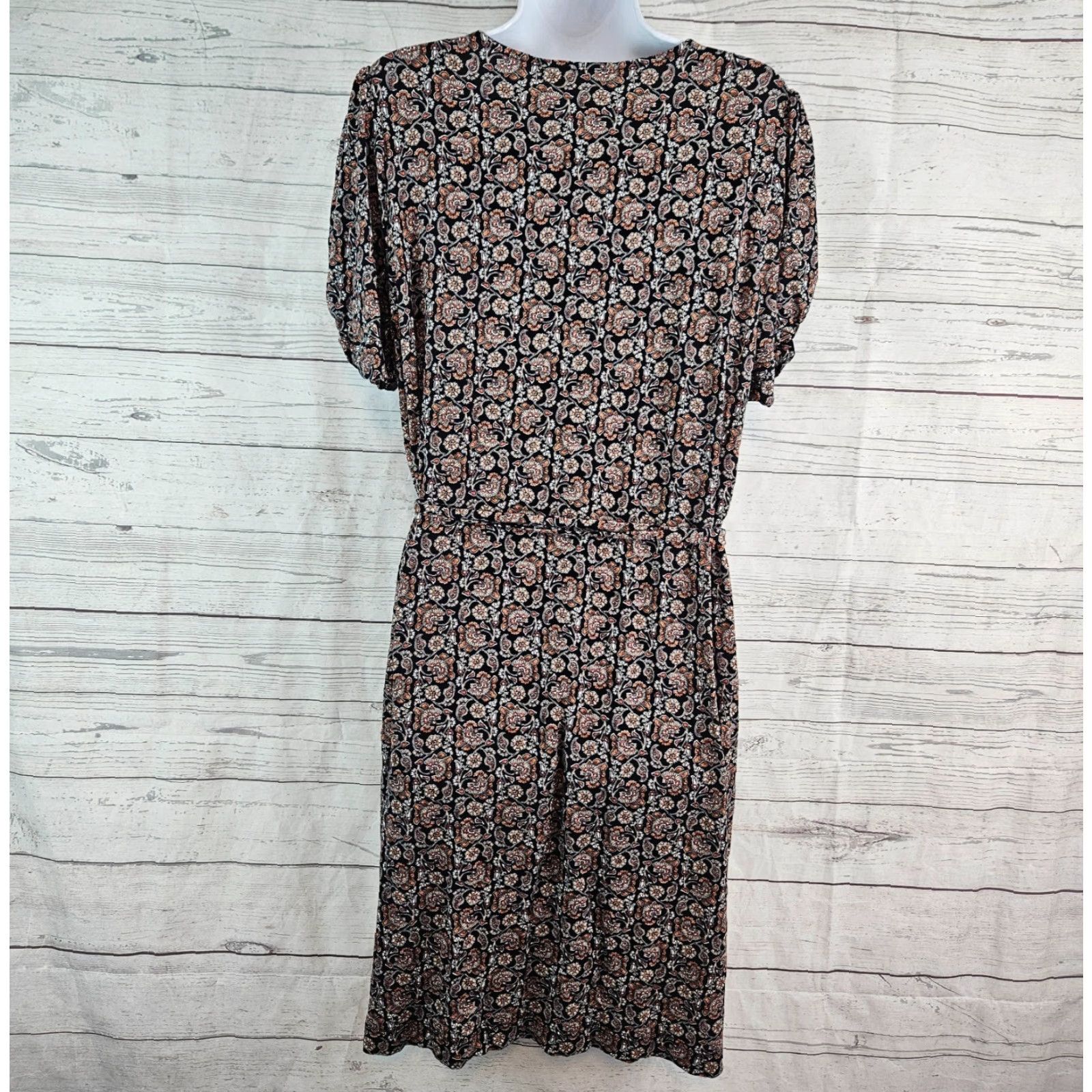 Boden Boden Womens Knot Detail Jersey Mini Dress Sz 14 Black Orange Floral Shirt Womens Mini Dress 14 Black Floral Size XL / US 12-14 / IT 48-50 - 3 Thumbnail
