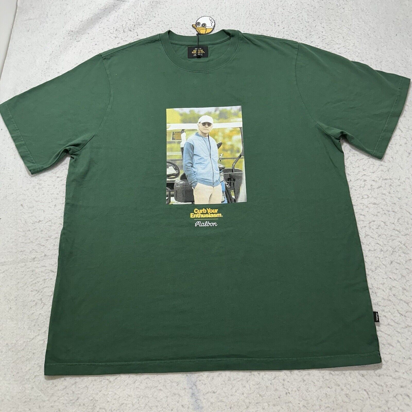 image of Malbon Hbo Curb Your Enthusiasm XL Graphic T Shirt Larry David in Green, Men's