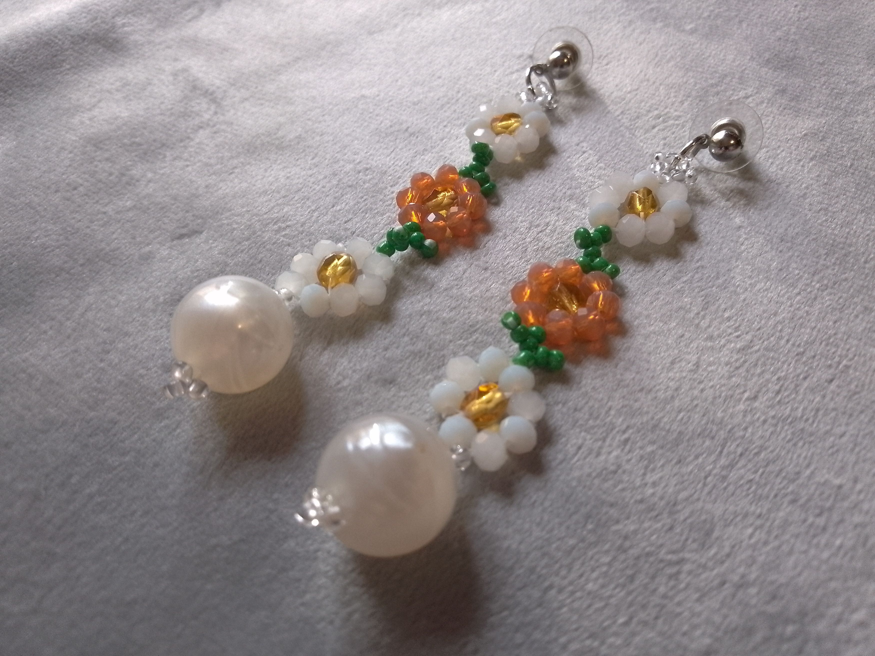 Handmade Necklace Pendant Earrings. Heart Flowers. Elegant Size ONE SIZE - 2 Thumbnail