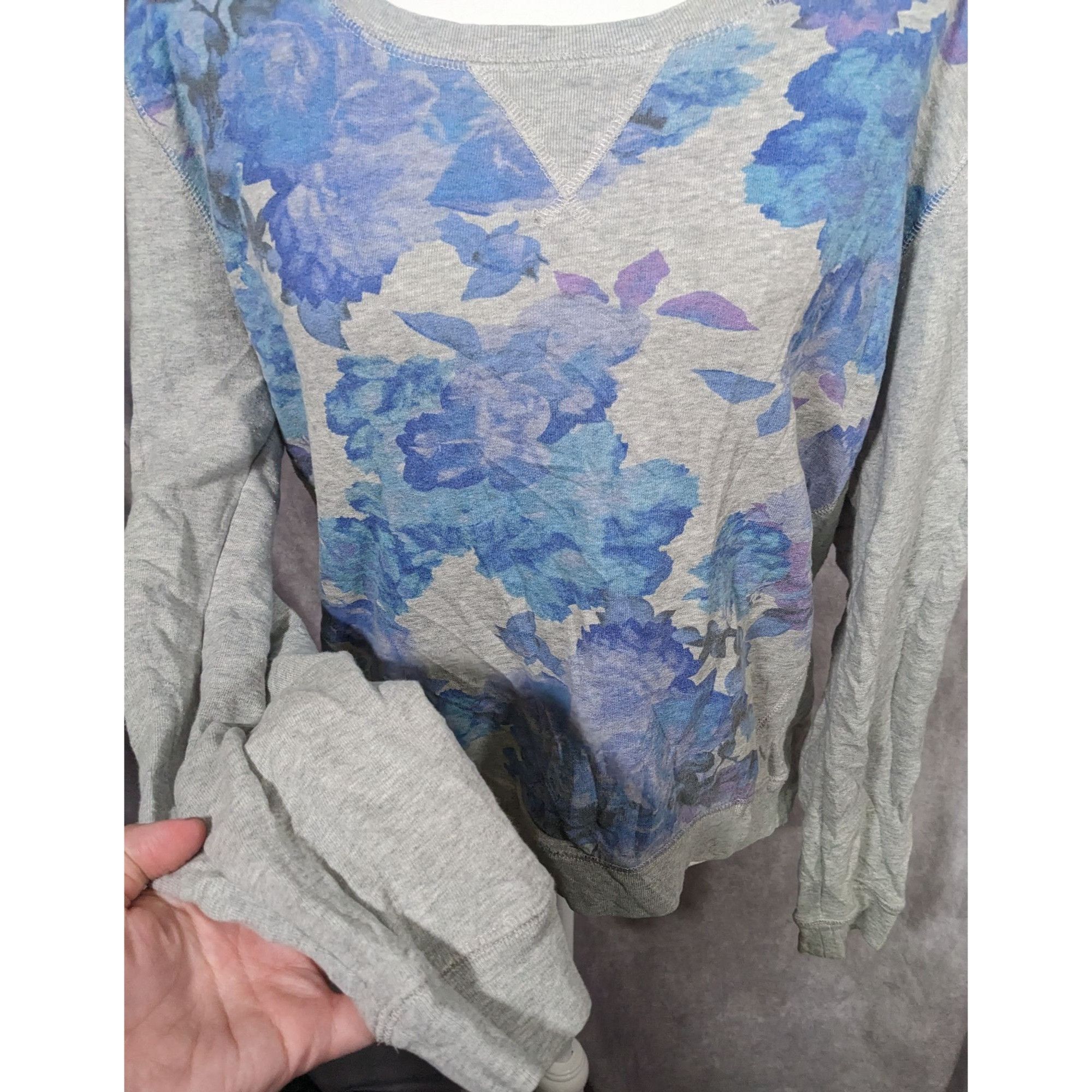 Aeropostale Aeropostale Y2K Grey And Blue Floral Sweatshirt Size L / US 10 / IT 46 - 6 Thumbnail