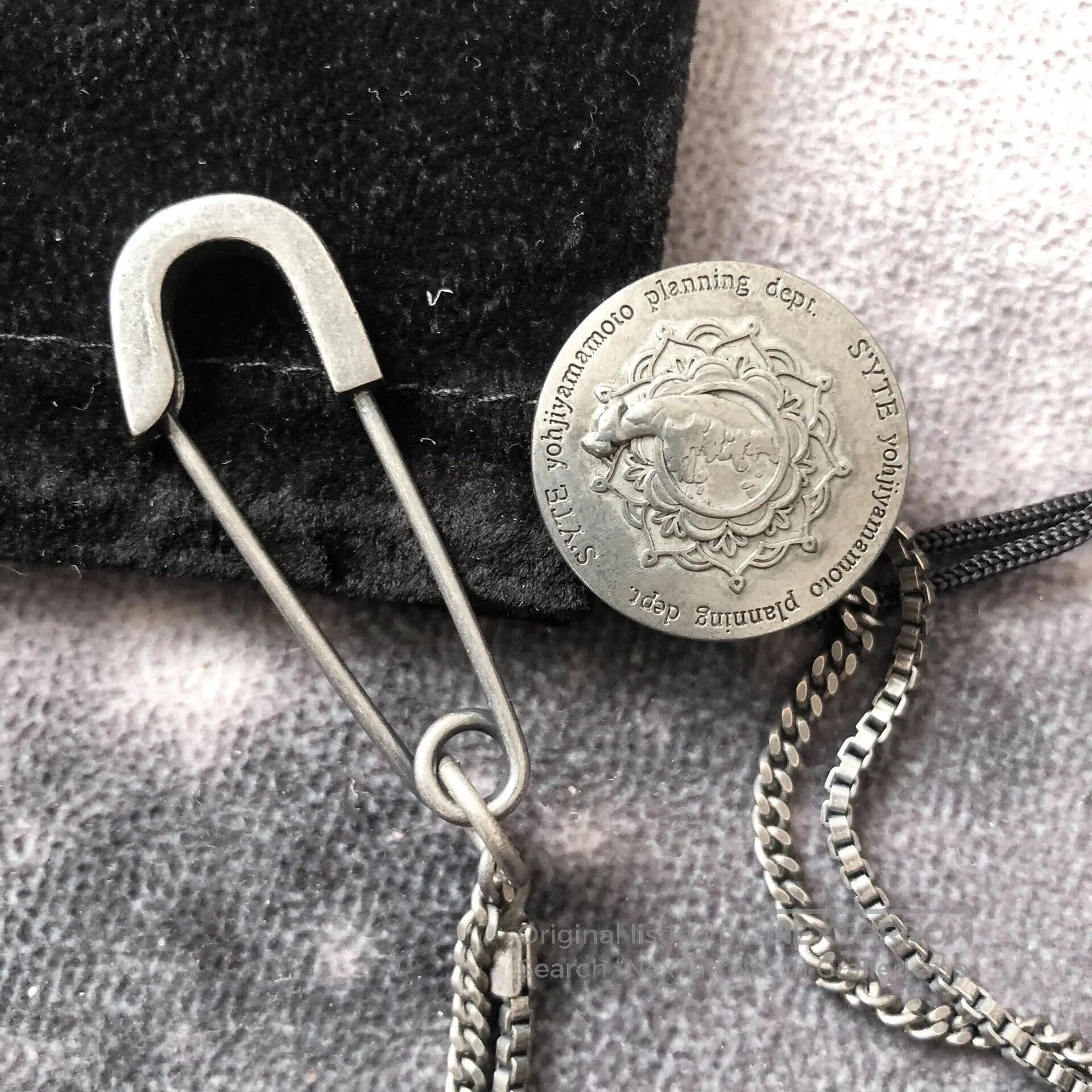 Yohji Yamamoto SYTE Lotus Brooch Chain Necklace.