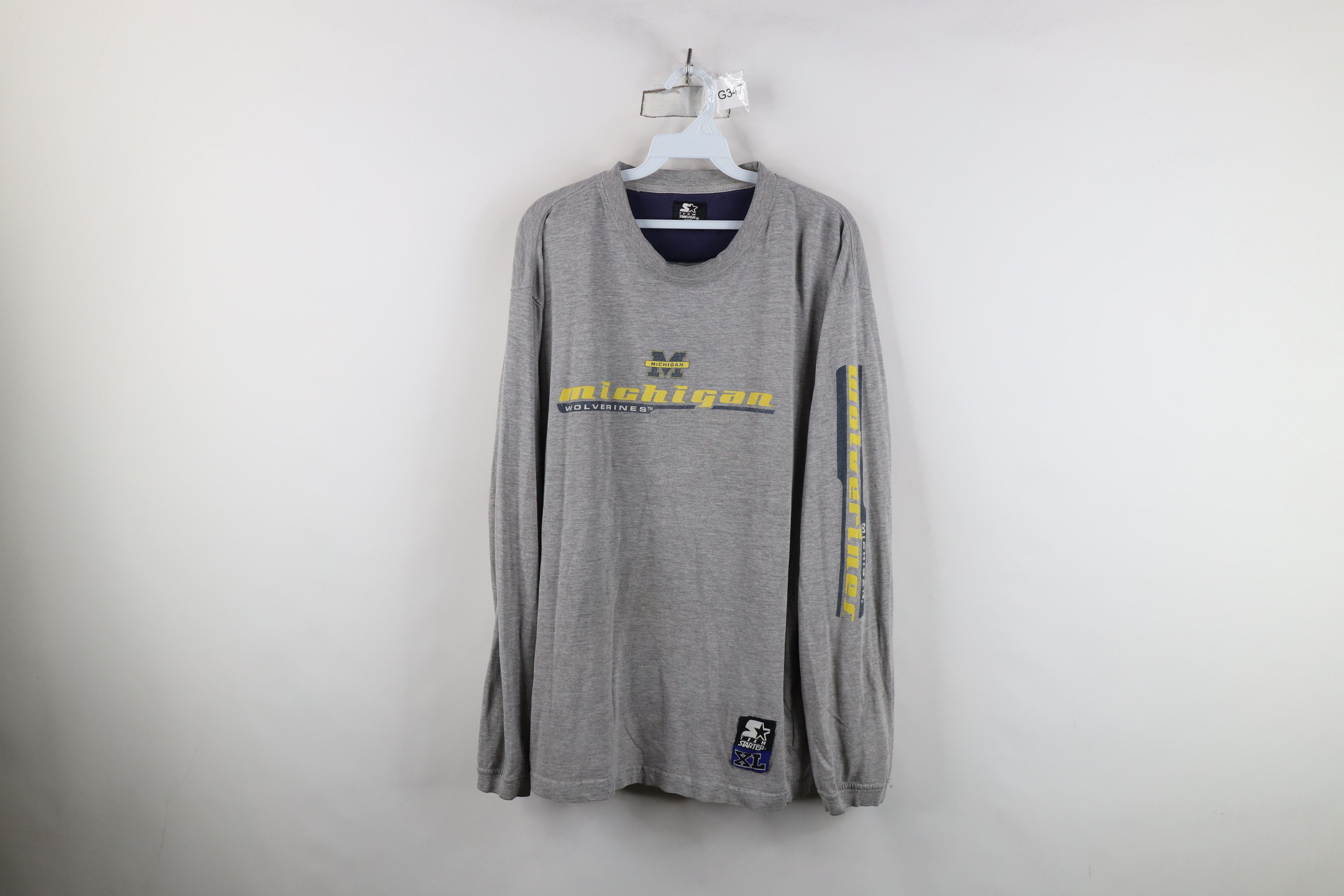 Vintage Vintage 90s Starter University Michigan Long Sleeve T-Shirt Size US XL / EU 56 / 4 - 1 Thumbnail