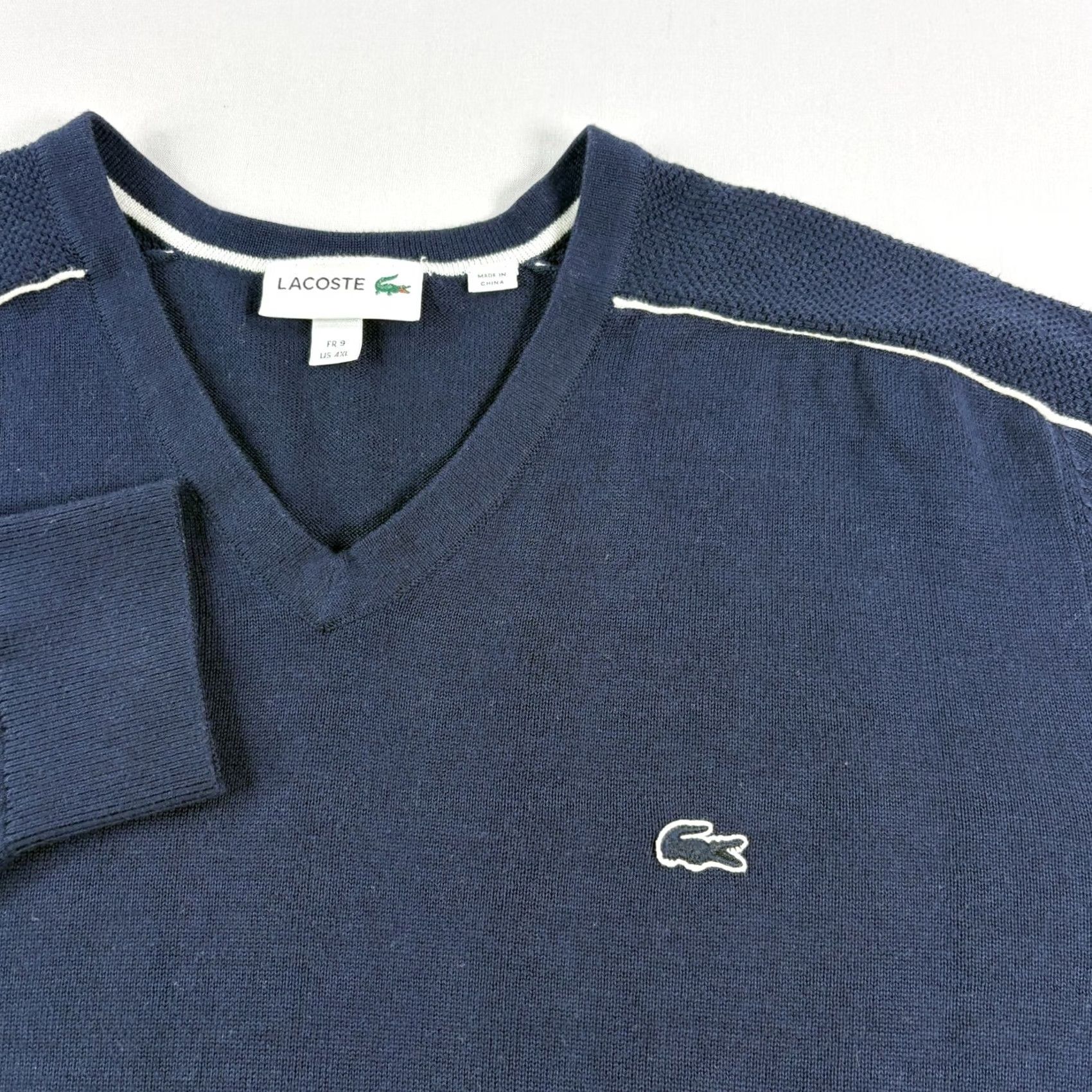 Lacoste Lacoste Sweater Mens 4XL Blue V-Neck Pullover Slim Fit Stretch Size US XXL / EU 58 / 5 - 3 Thumbnail