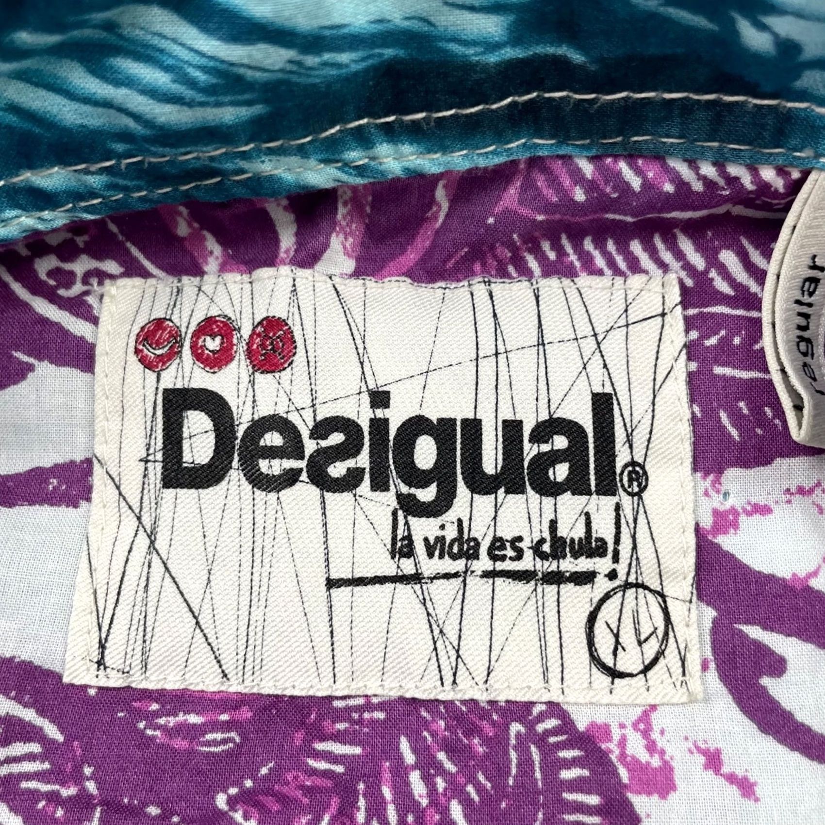 Desigual Desigual Men's Button Shirt Colorful Abstract L/S 100% Cotton XL Size US XL / EU 56 / 4 - 5 Thumbnail