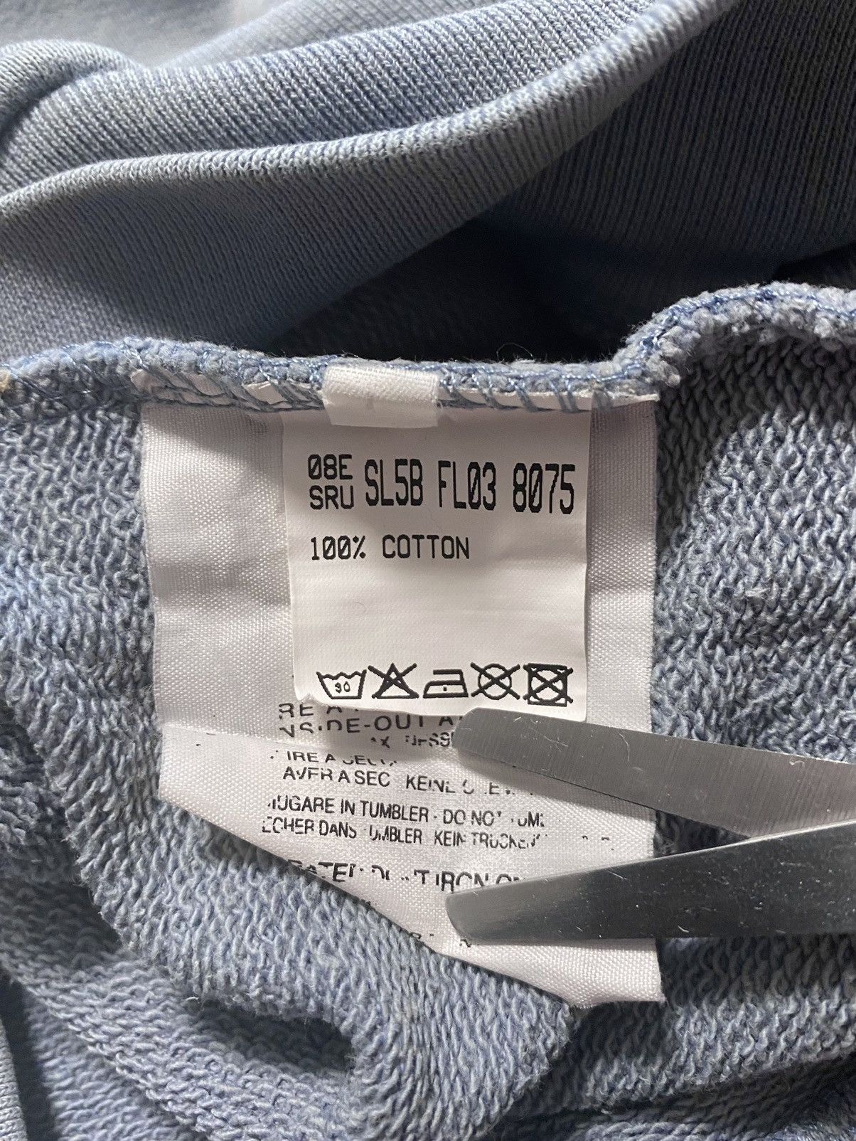 Raf by Raf Simons Raf Simons Distressed Blue Cotton Hoodie Embroidered Logo Size US L / EU 52-54 / 3 - 16 Thumbnail