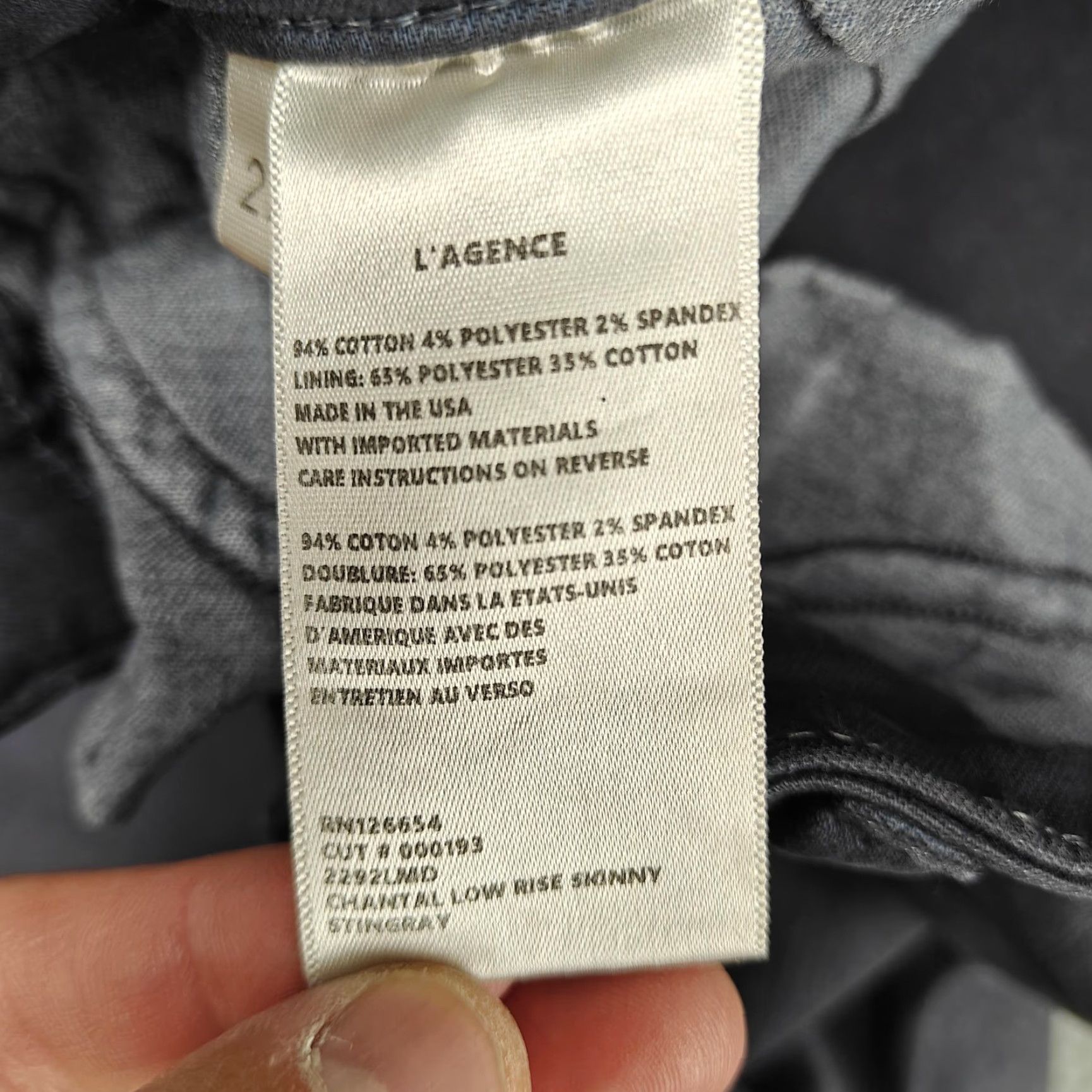 L'AGENCE L'Agence Jeans Womens 27 Gray Charcoal Wash Low Rise Skinny Stretch Denim Jeans Size 27" / US 4 / IT 40 - 4 Thumbnail
